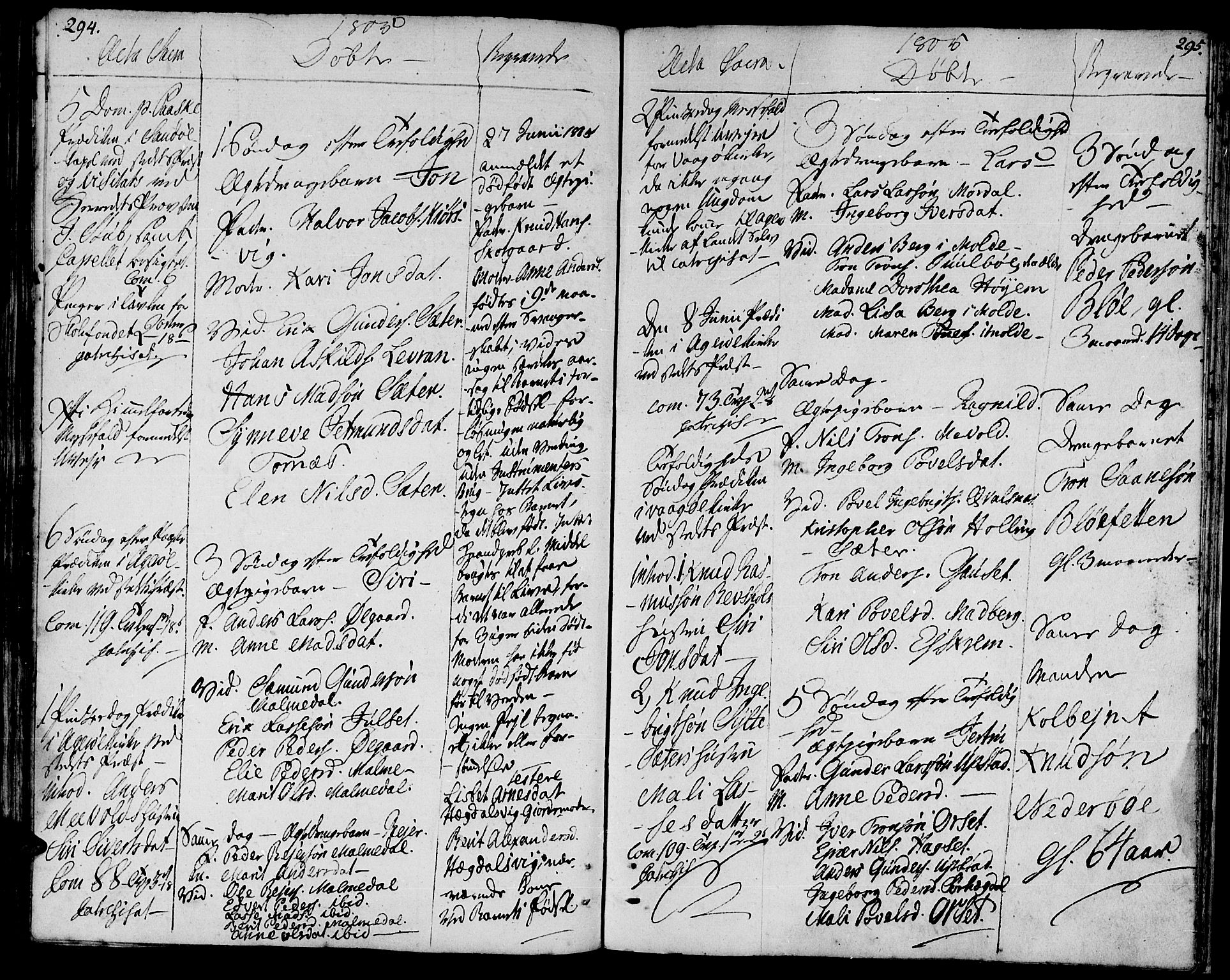 Ministerialprotokoller, klokkerbøker og fødselsregistre - Møre og Romsdal, AV/SAT-A-1454/560/L0717: Parish register (official) no. 560A01, 1785-1808, p. 294-295