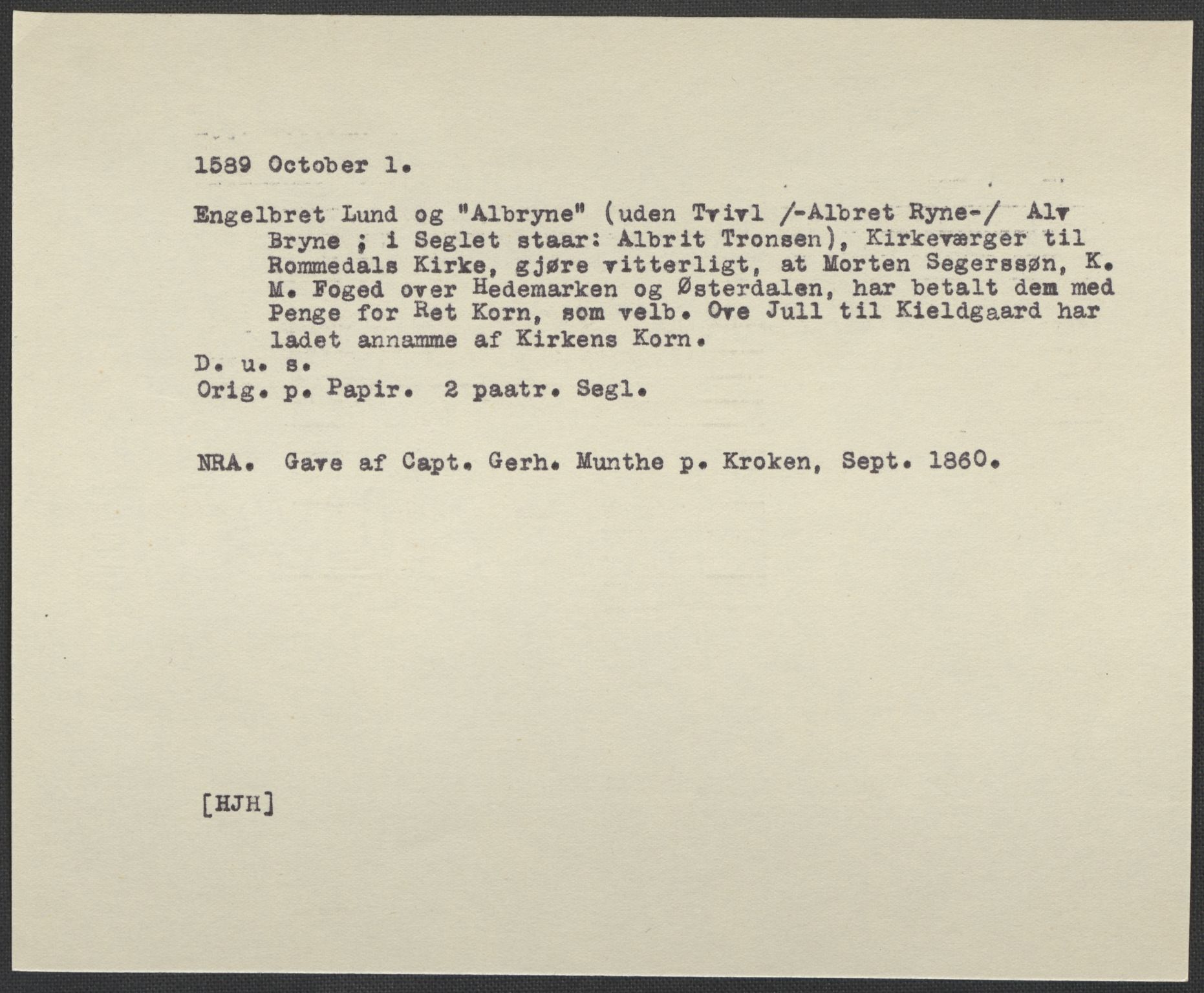 Riksarkivets diplomsamling, AV/RA-EA-5965/F02/L0091: Dokumenter, 1589-1590, p. 16