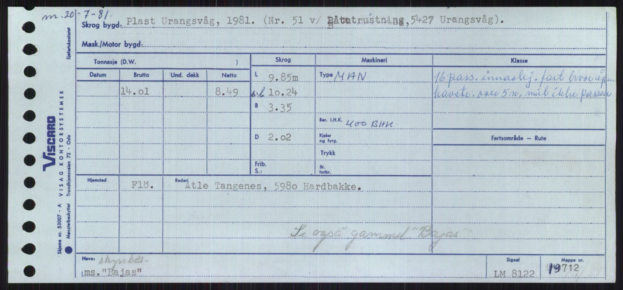 Sjøfartsdirektoratet med forløpere, Skipsmålingen, RA/S-1627/H/Ha/L0001/0001: Fartøy, A-Eig / Fartøy A-Bjøn, p. 593