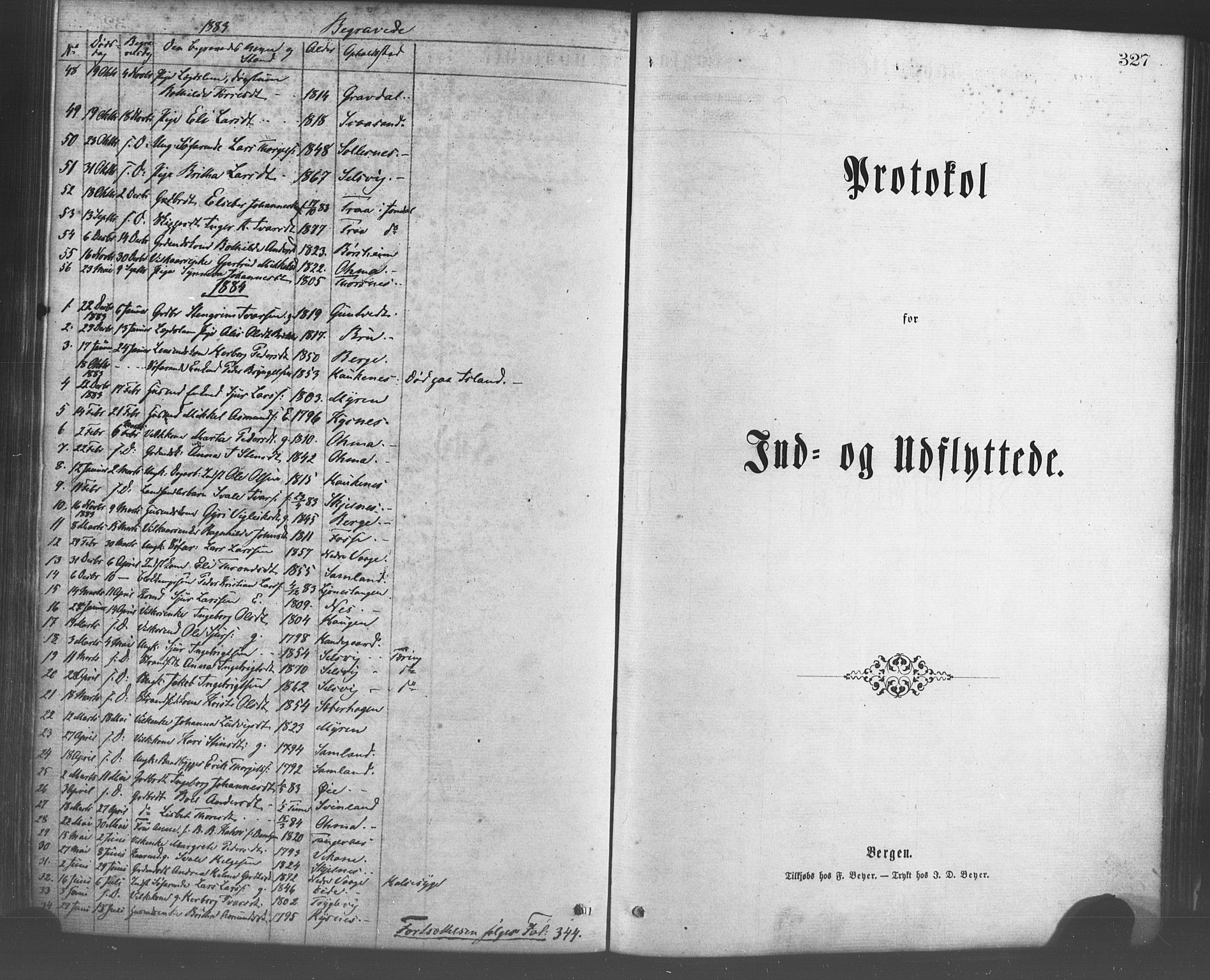 Strandebarm sokneprestembete, SAB/A-78401/H/Haa: Parish register (official) no. A 9, 1872-1886, p. 327