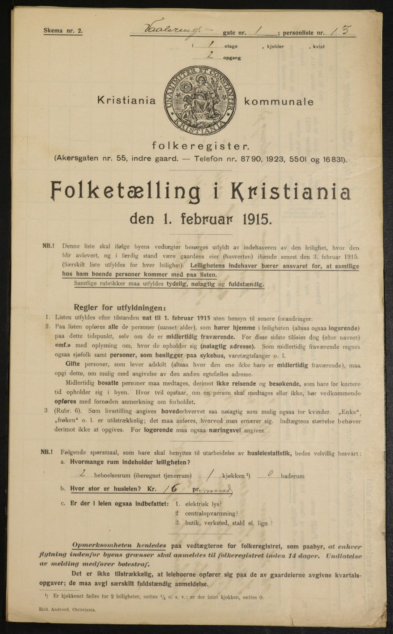 OBA, Municipal Census 1915 for Kristiania, 1915, p. 126136