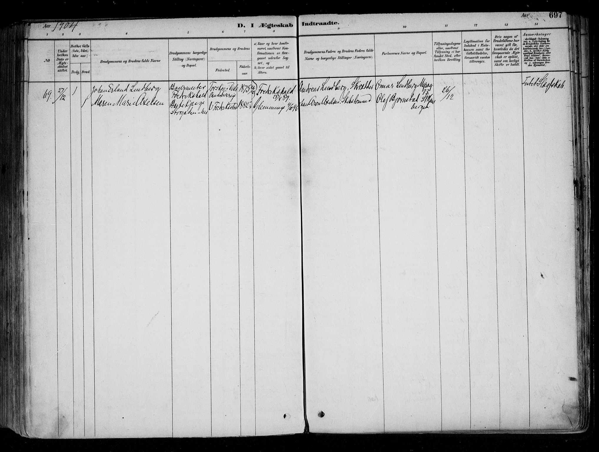 Fredrikstad domkirkes prestekontor Kirkebøker, AV/SAO-A-10906/F/Fa/L0004: Parish register (official) no. 4, 1878-1907, p. 697