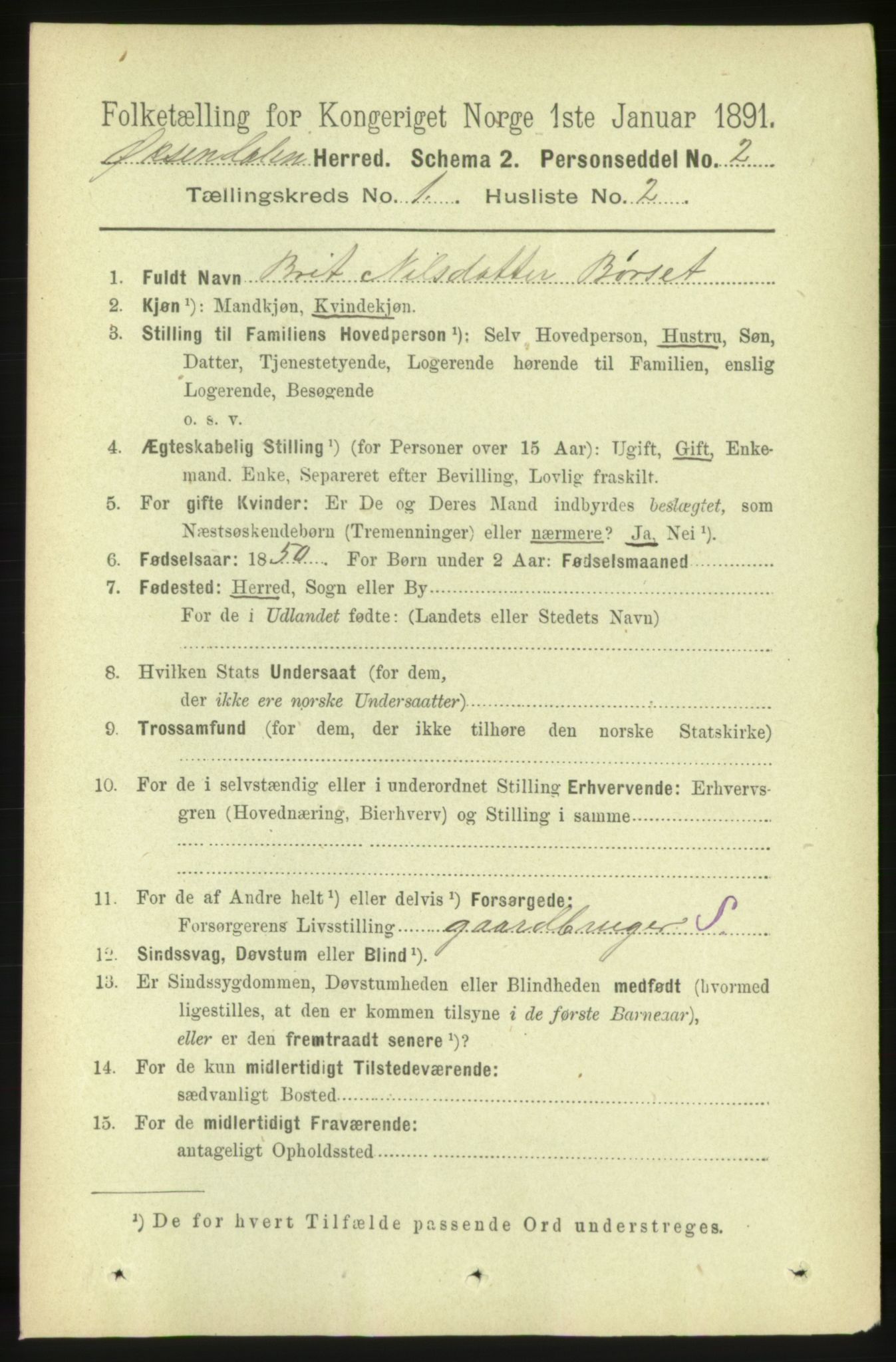 RA, 1891 census for 1561 Øksendal, 1891, p. 51