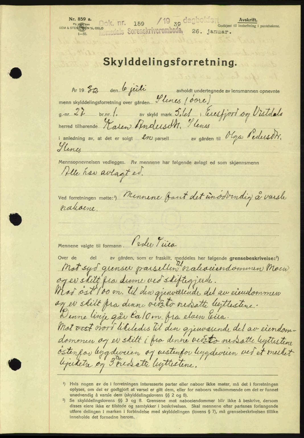 Romsdal sorenskriveri, AV/SAT-A-4149/1/2/2C: Mortgage book no. A6, 1938-1939, Diary no: : 159/1939