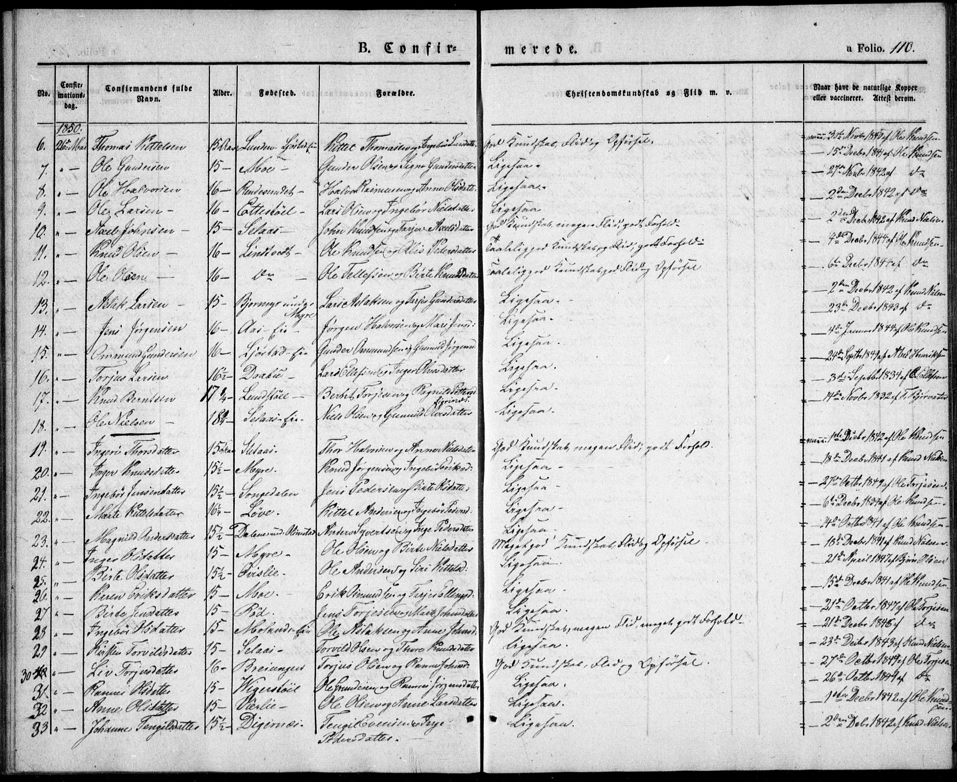 Gjerstad sokneprestkontor, SAK/1111-0014/F/Fa/Fab/L0002: Parish register (official) no. A 2, 1835-1852, p. 110