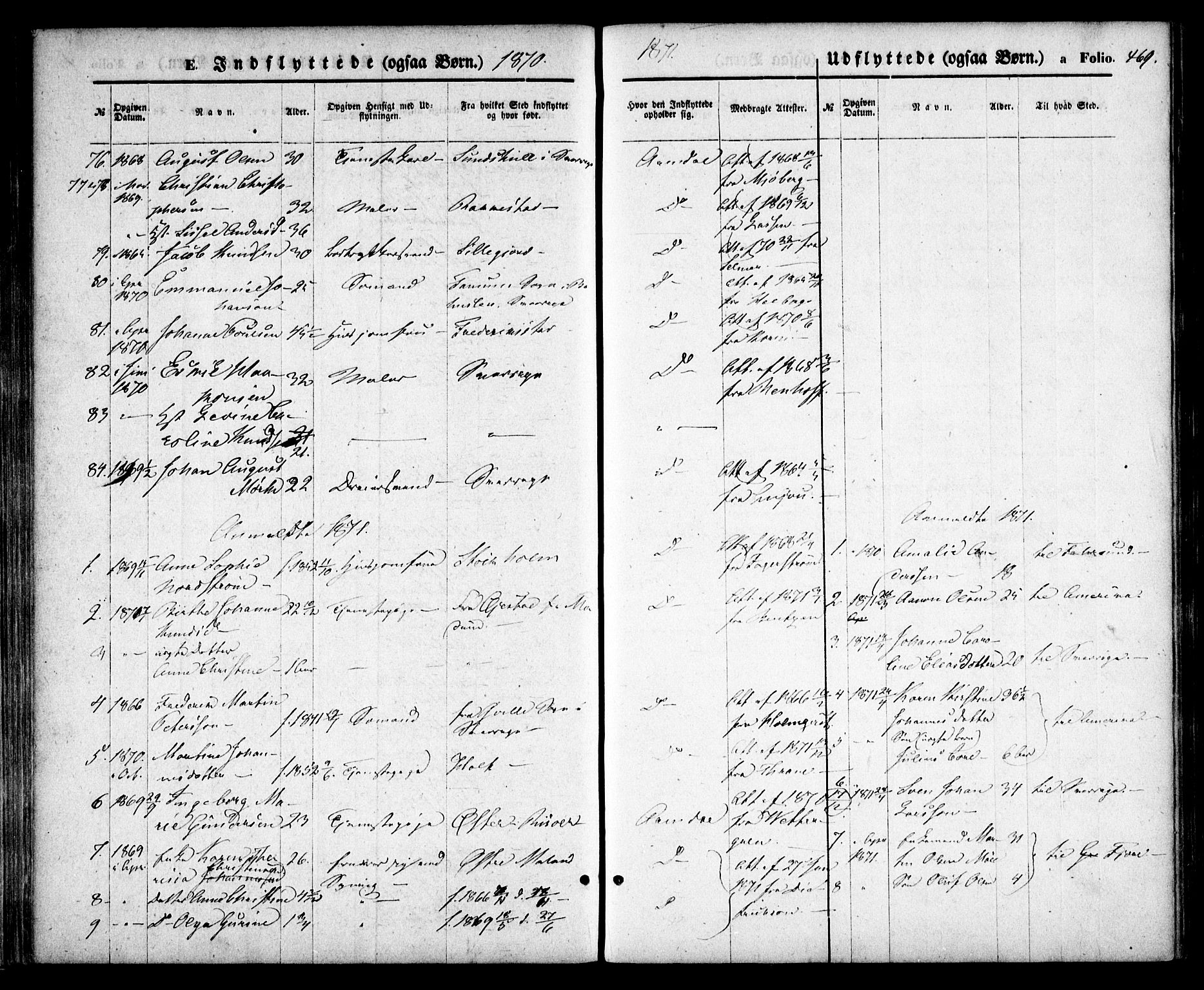 Arendal sokneprestkontor, Trefoldighet, SAK/1111-0040/F/Fa/L0007: Parish register (official) no. A 7, 1868-1878, p. 469