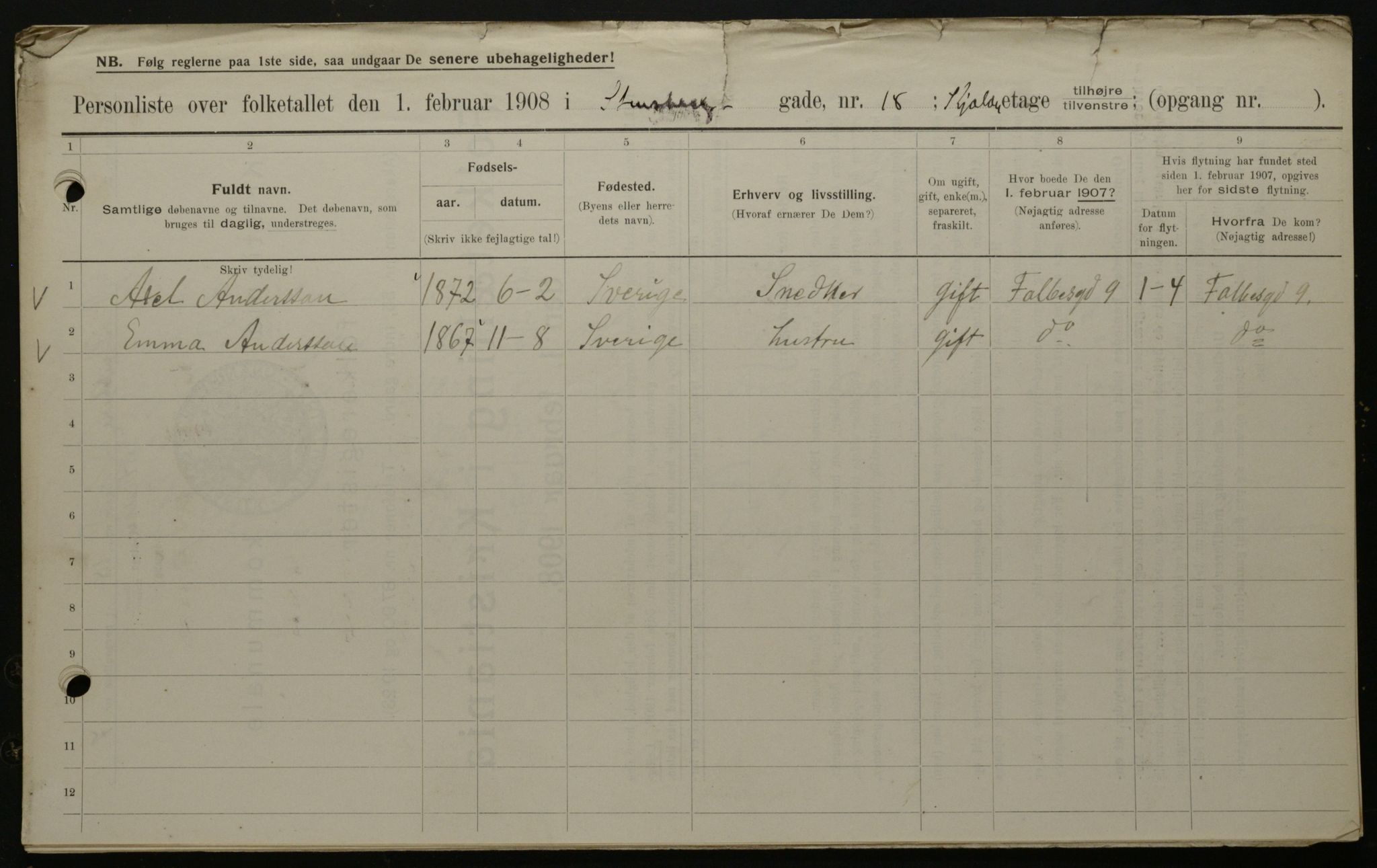 OBA, Municipal Census 1908 for Kristiania, 1908, p. 91246