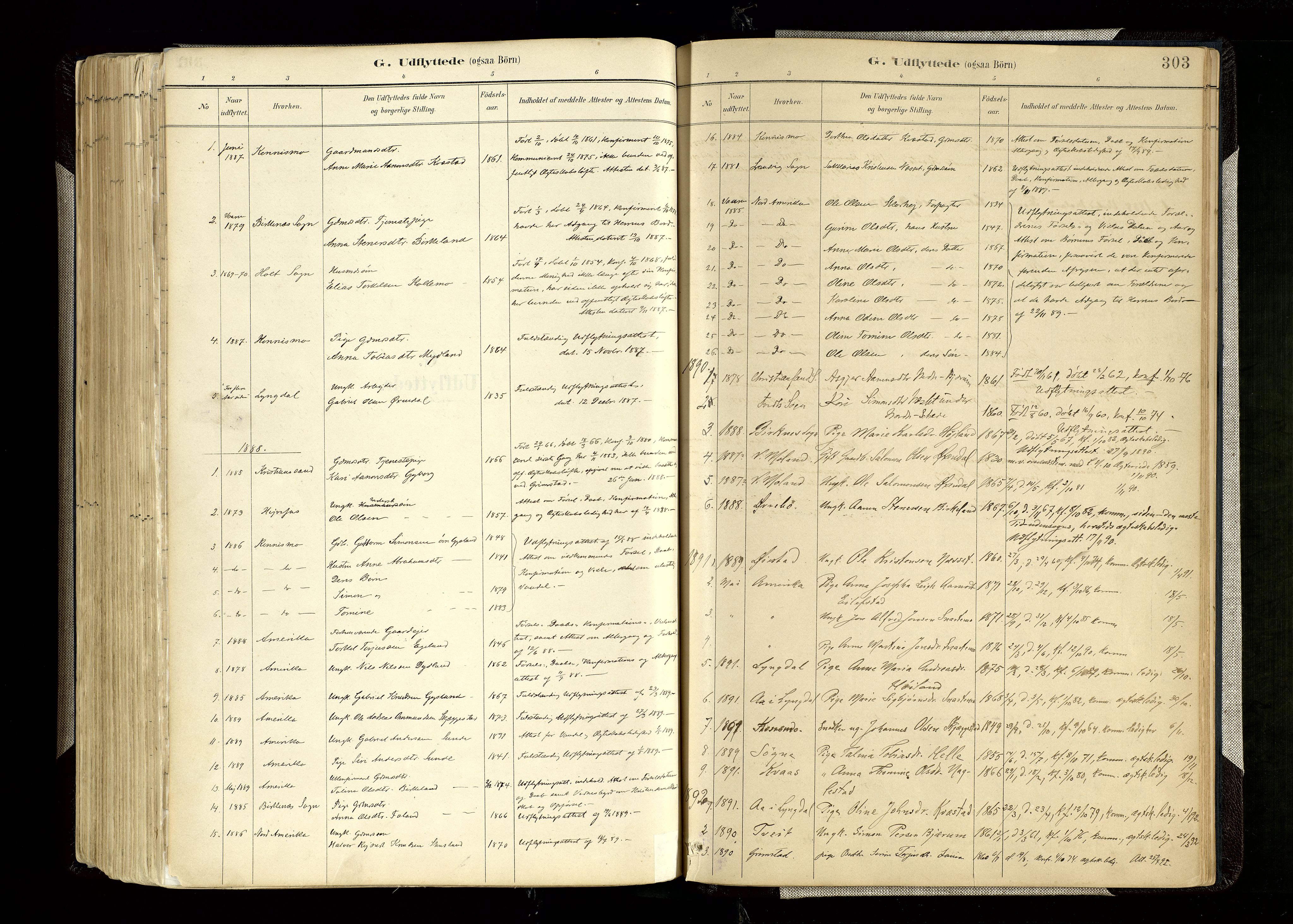 Hægebostad sokneprestkontor, SAK/1111-0024/F/Fa/Faa/L0006: Parish register (official) no. A 6, 1887-1929, p. 303
