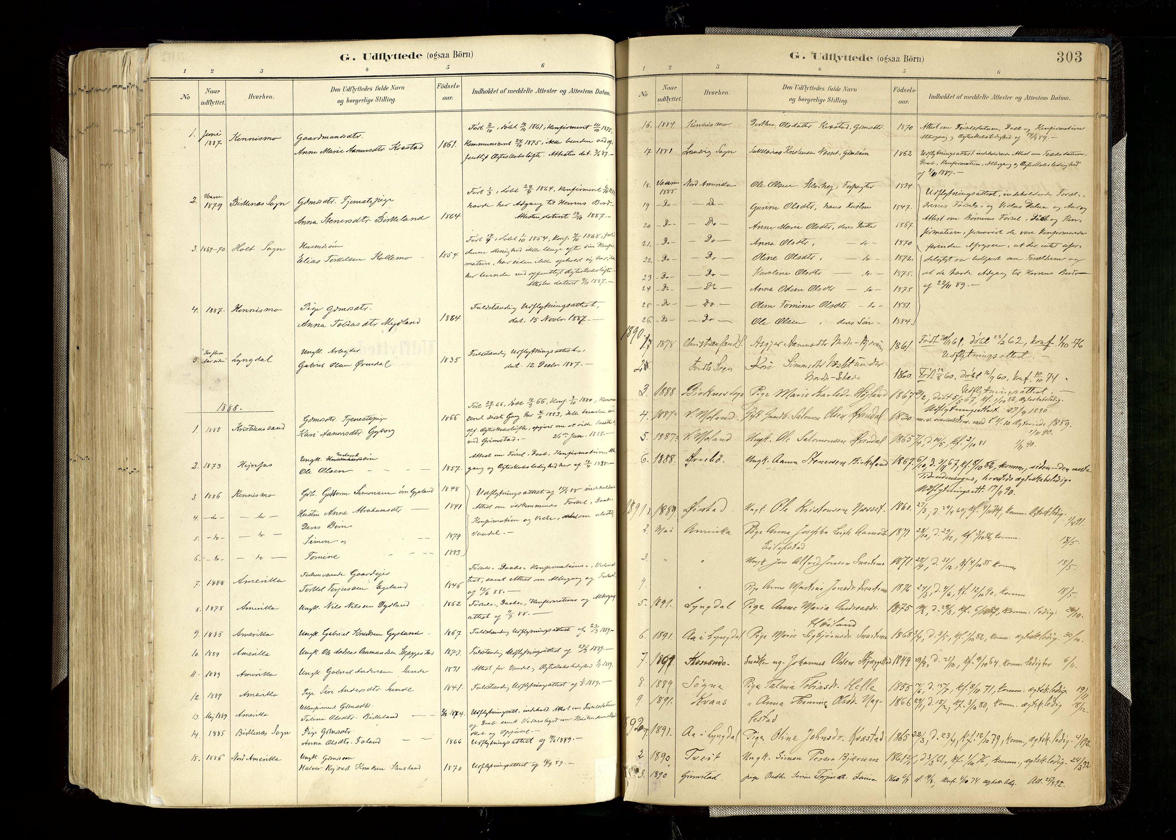 Hægebostad sokneprestkontor, AV/SAK-1111-0024/F/Fa/Faa/L0006: Parish register (official) no. A 6, 1887-1929, p. 303