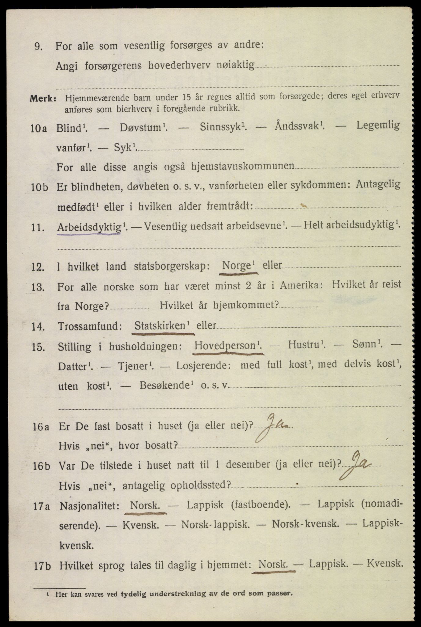 SAT, 1920 census for Vågan, 1920, p. 9506