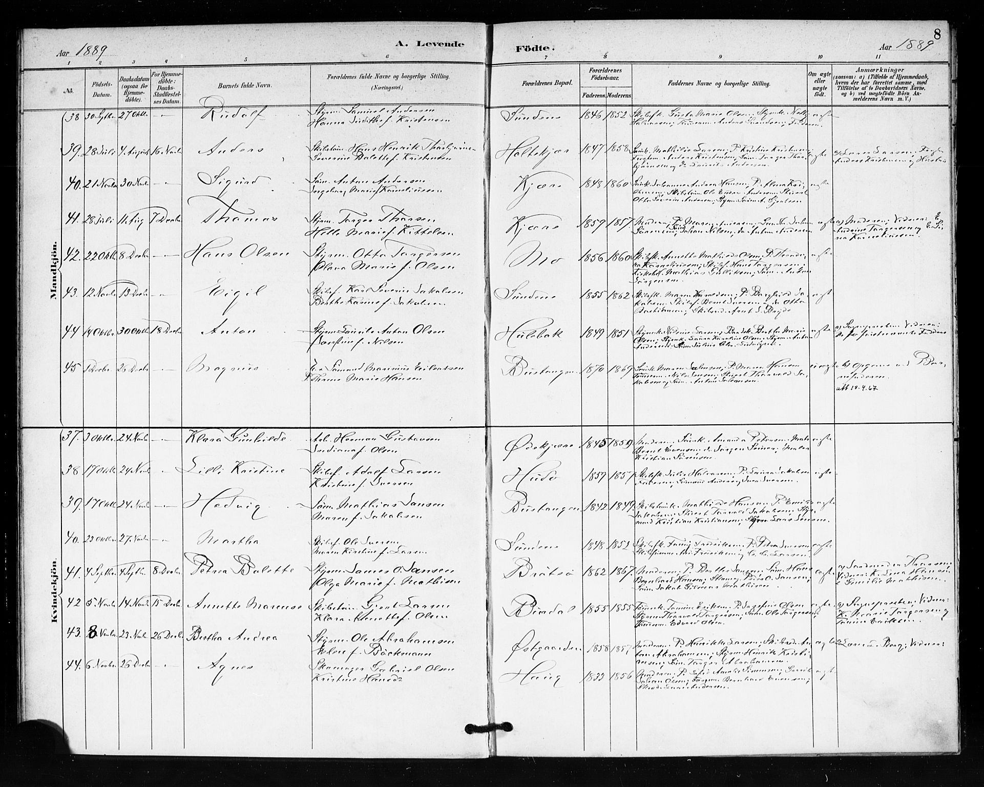 Tjøme kirkebøker, AV/SAKO-A-328/F/Fa/L0002: Parish register (official) no. I 2, 1888-1890, p. 8