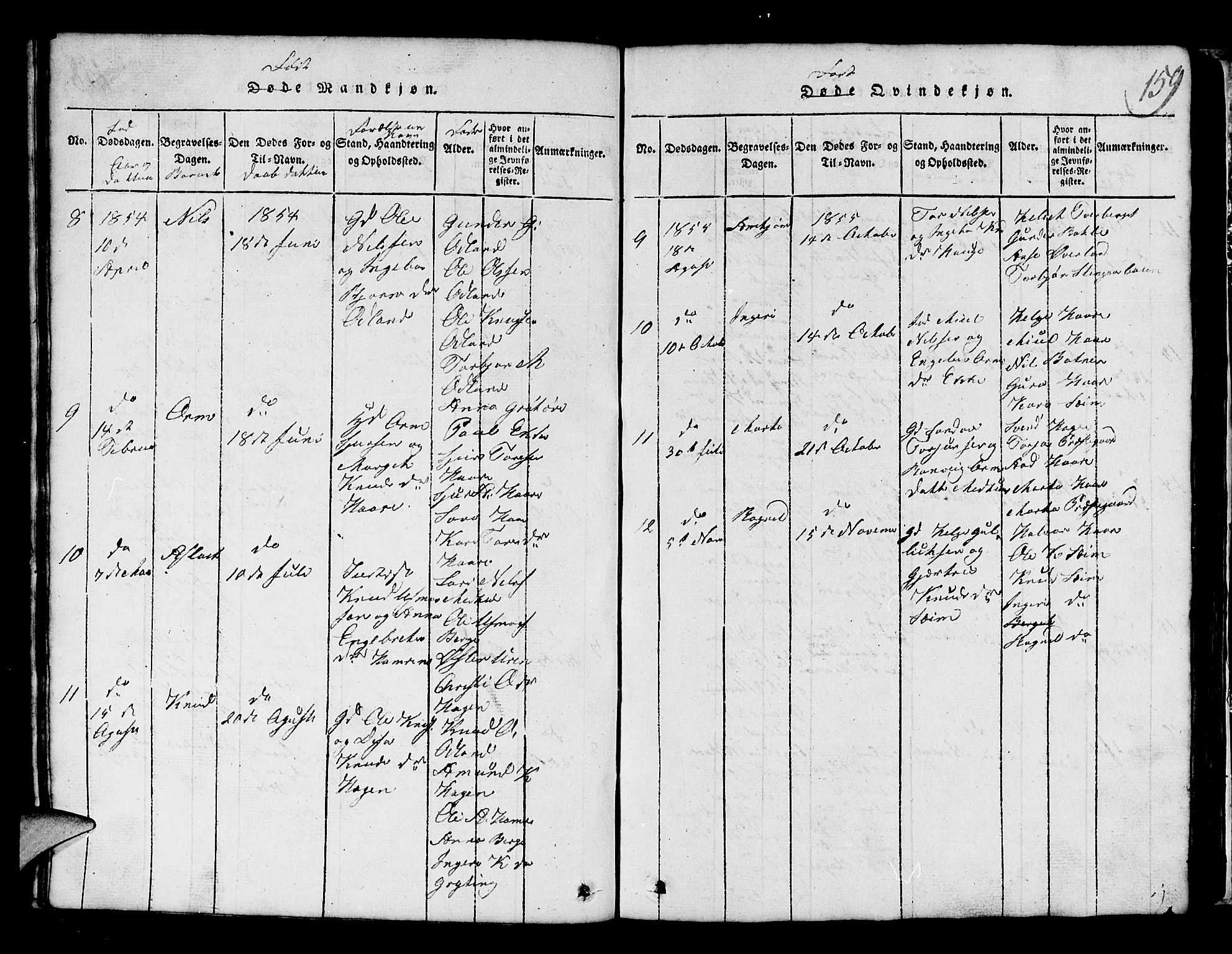 Røldal sokneprestembete, AV/SAB-A-100247: Parish register (copy) no. A 1, 1817-1860, p. 159