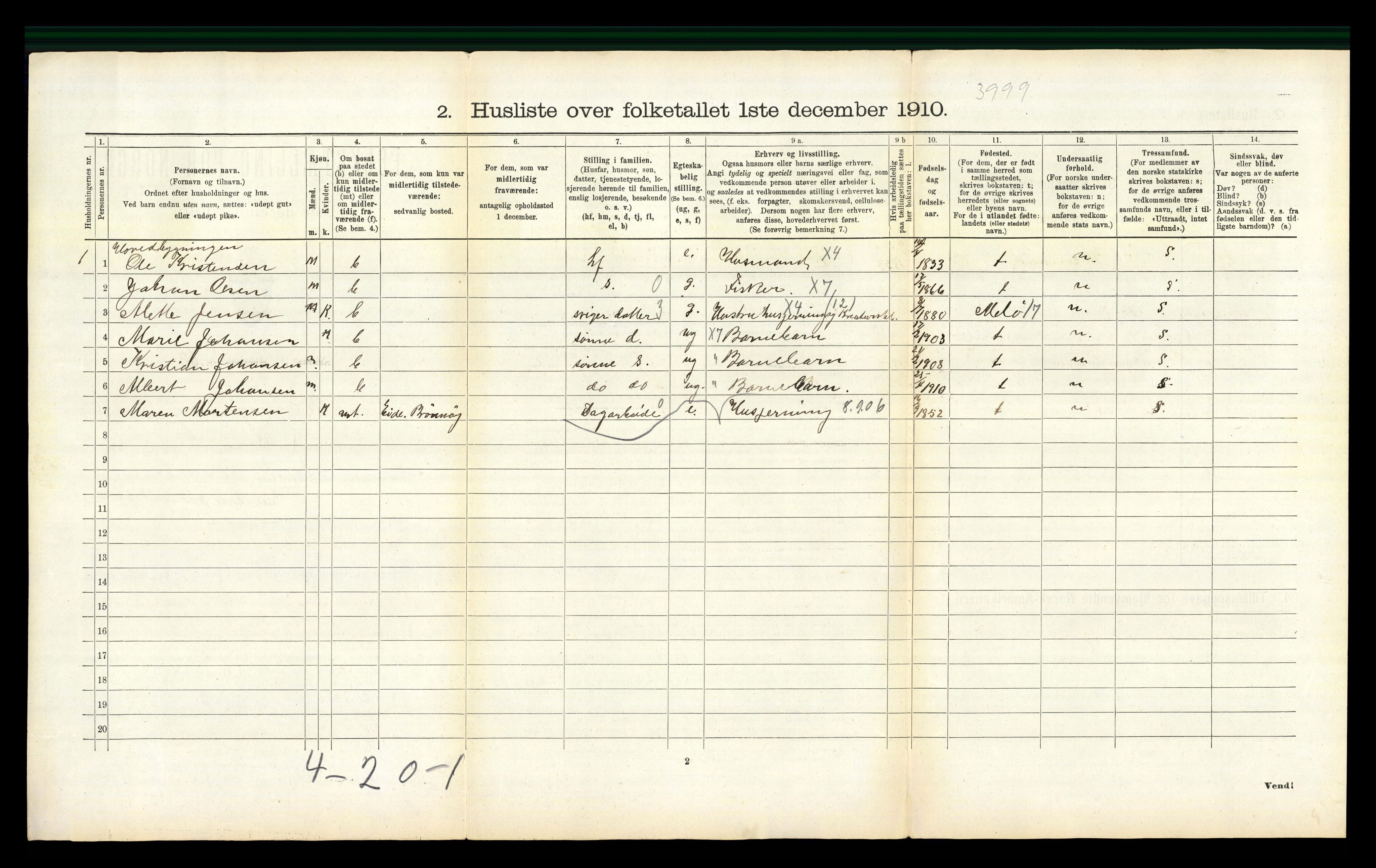 RA, 1910 census for Brønnøy, 1910, p. 600