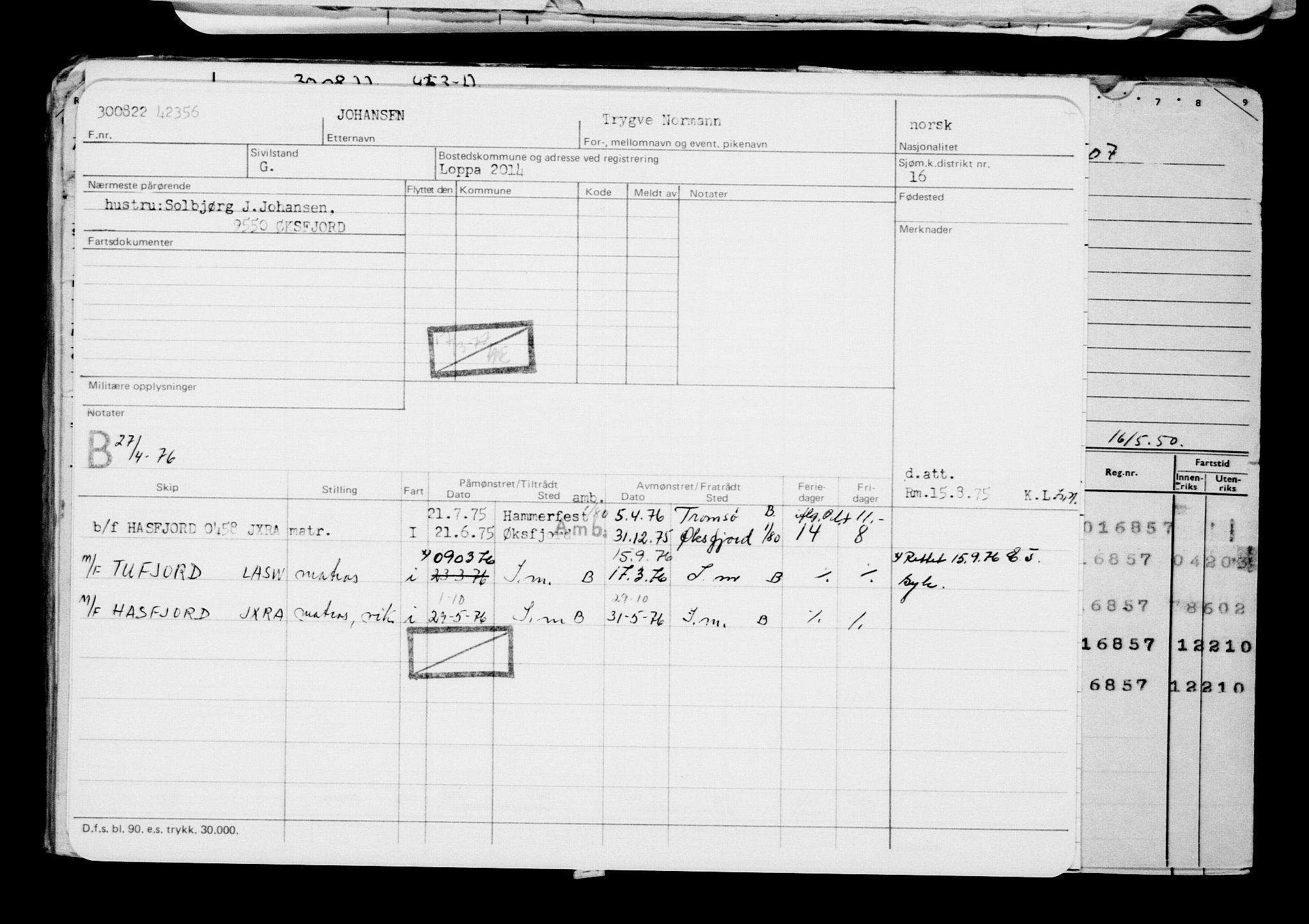 Direktoratet for sjømenn, RA/S-3545/G/Gb/L0210: Hovedkort, 1922, p. 217