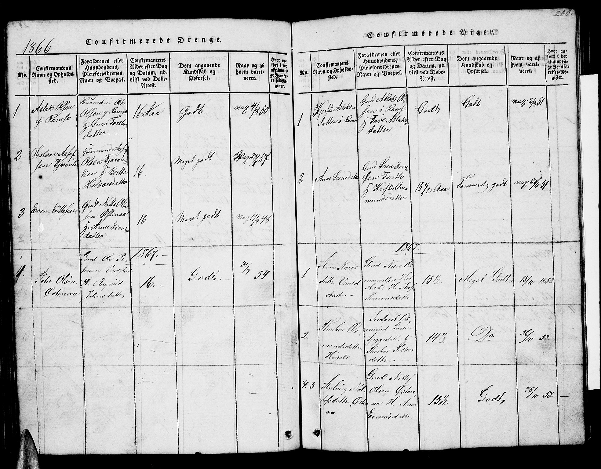 Åmli sokneprestkontor, AV/SAK-1111-0050/F/Fb/Fbb/L0001: Parish register (copy) no. B 1, 1816-1889, p. 260