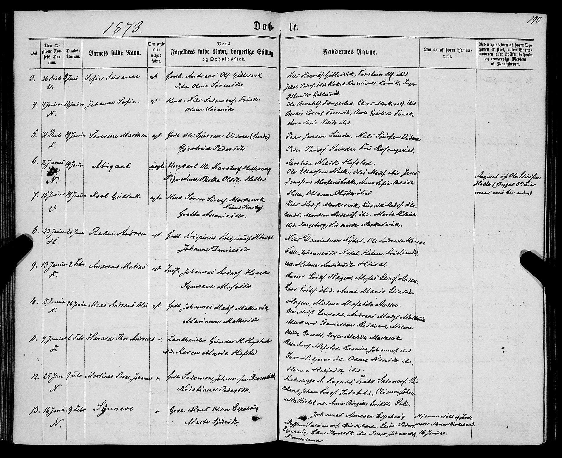 Førde sokneprestembete, SAB/A-79901/H/Haa/Haaa/L0009: Parish register (official) no. A 9, 1861-1877, p. 190