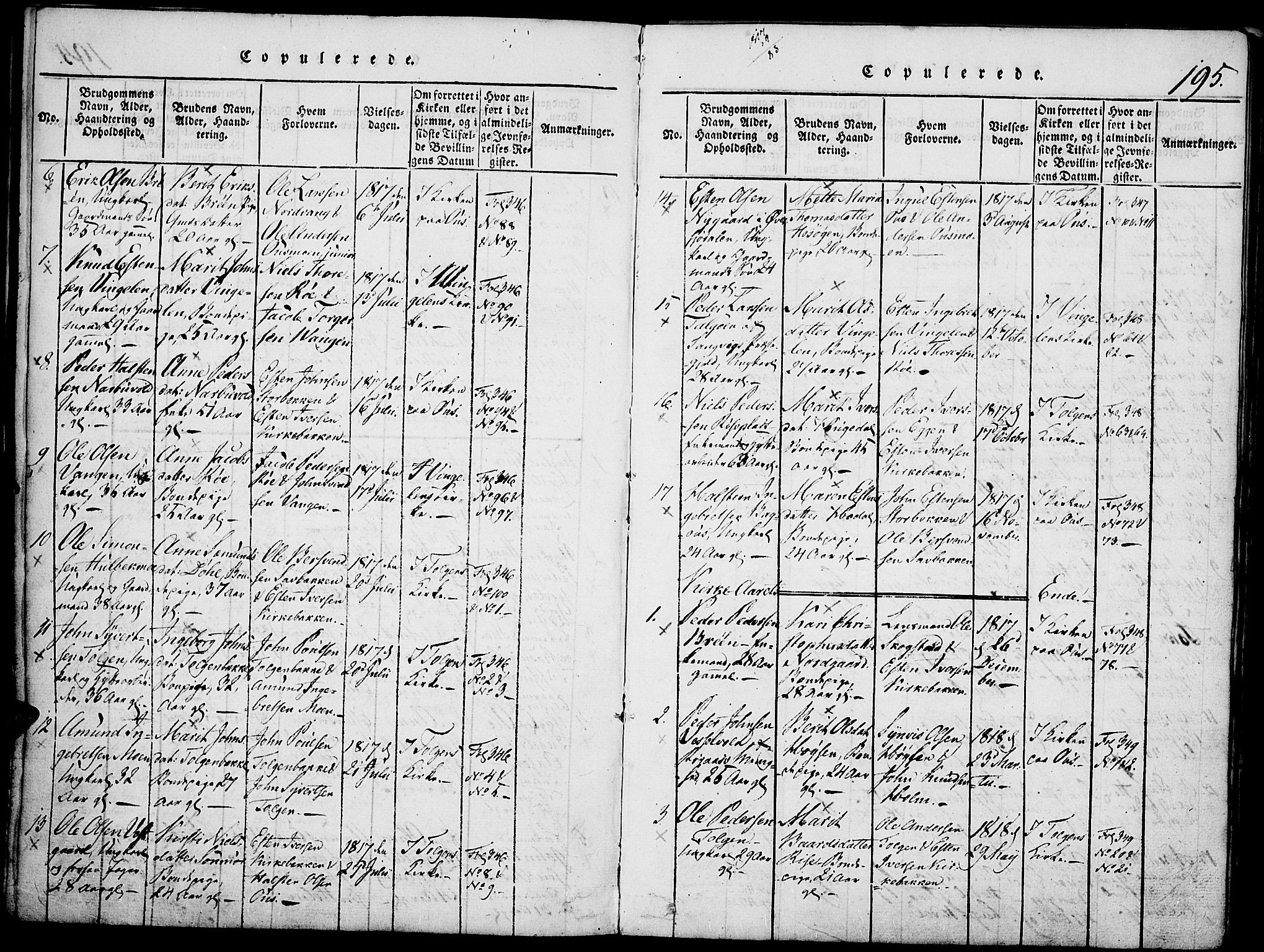 Tolga prestekontor, SAH/PREST-062/K/L0004: Parish register (official) no. 4, 1815-1836, p. 195