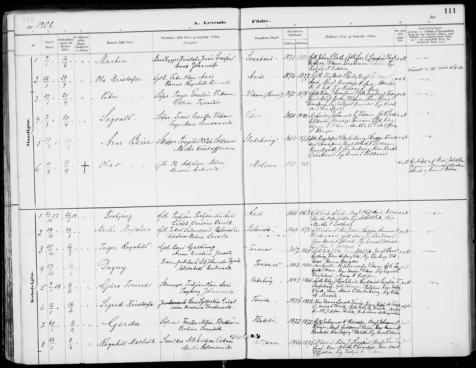 Strandebarm sokneprestembete, SAB/A-78401/H/Haa: Parish register (official) no. E  1, 1886-1908, p. 111