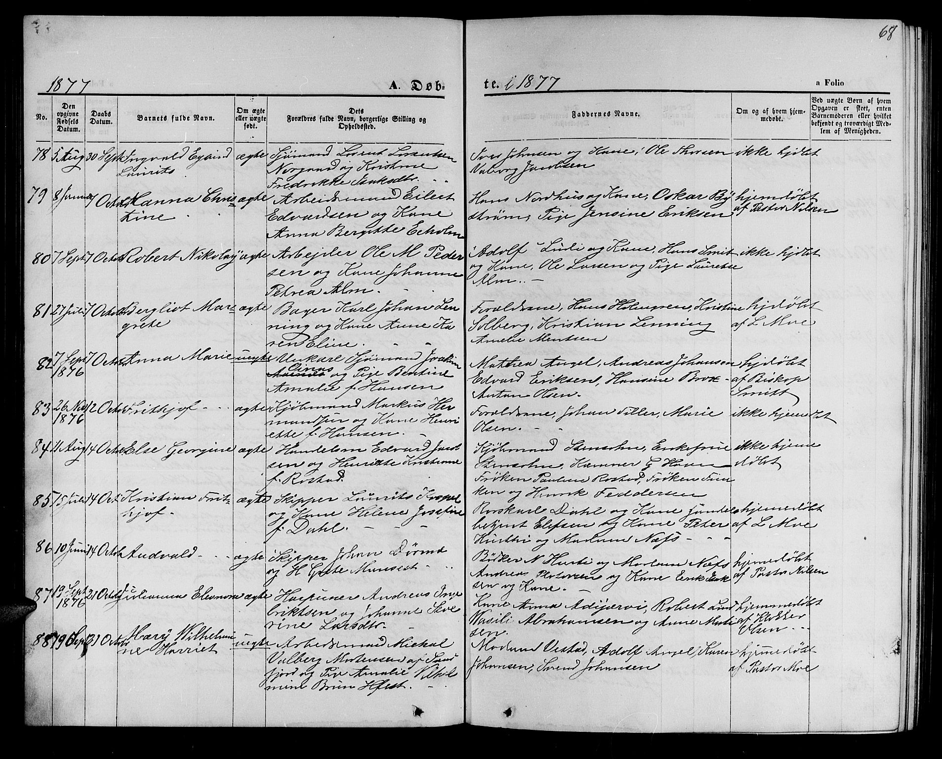 Hammerfest sokneprestkontor, AV/SATØ-S-1347/H/Hb/L0004.klokk: Parish register (copy) no. 4, 1869-1877, p. 68