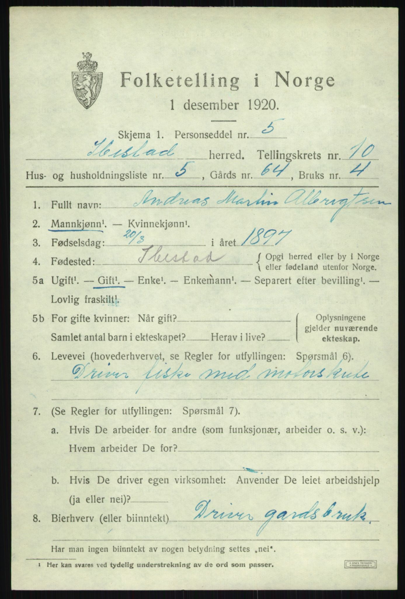 SATØ, 1920 census for Ibestad, 1920, p. 5671