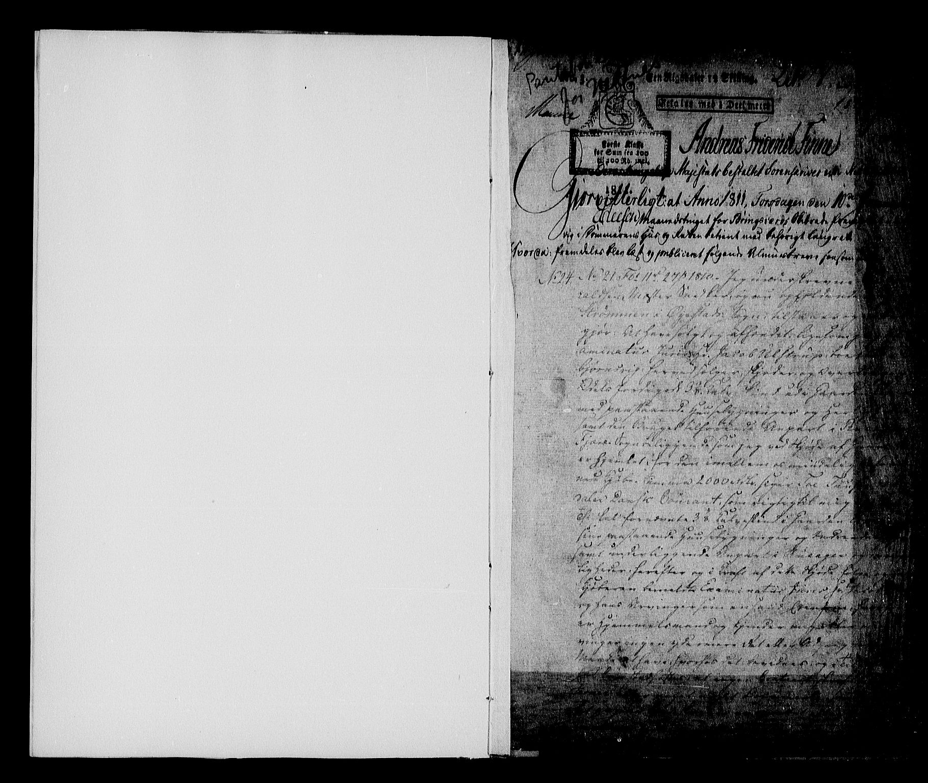Nedenes sorenskriveri før 1824, SAK/1221-0007/G/Gb/L0023: Mortgage book no. 23, 1811-1813, p. 1