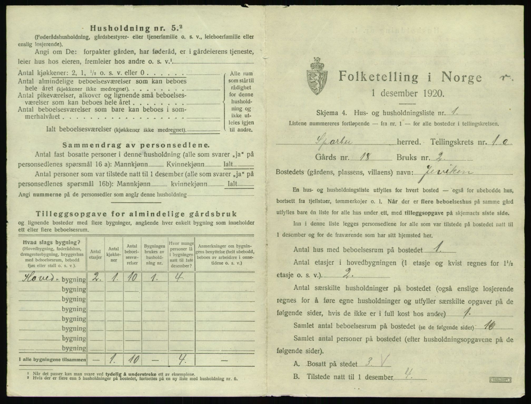 SAT, 1920 census for Sparbu, 1920, p. 37