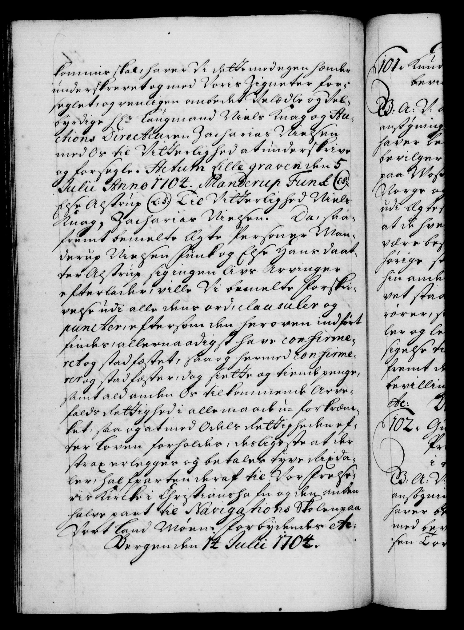 Danske Kanselli 1572-1799, AV/RA-EA-3023/F/Fc/Fca/Fcaa/L0019: Norske registre, 1704-1707, p. 57b