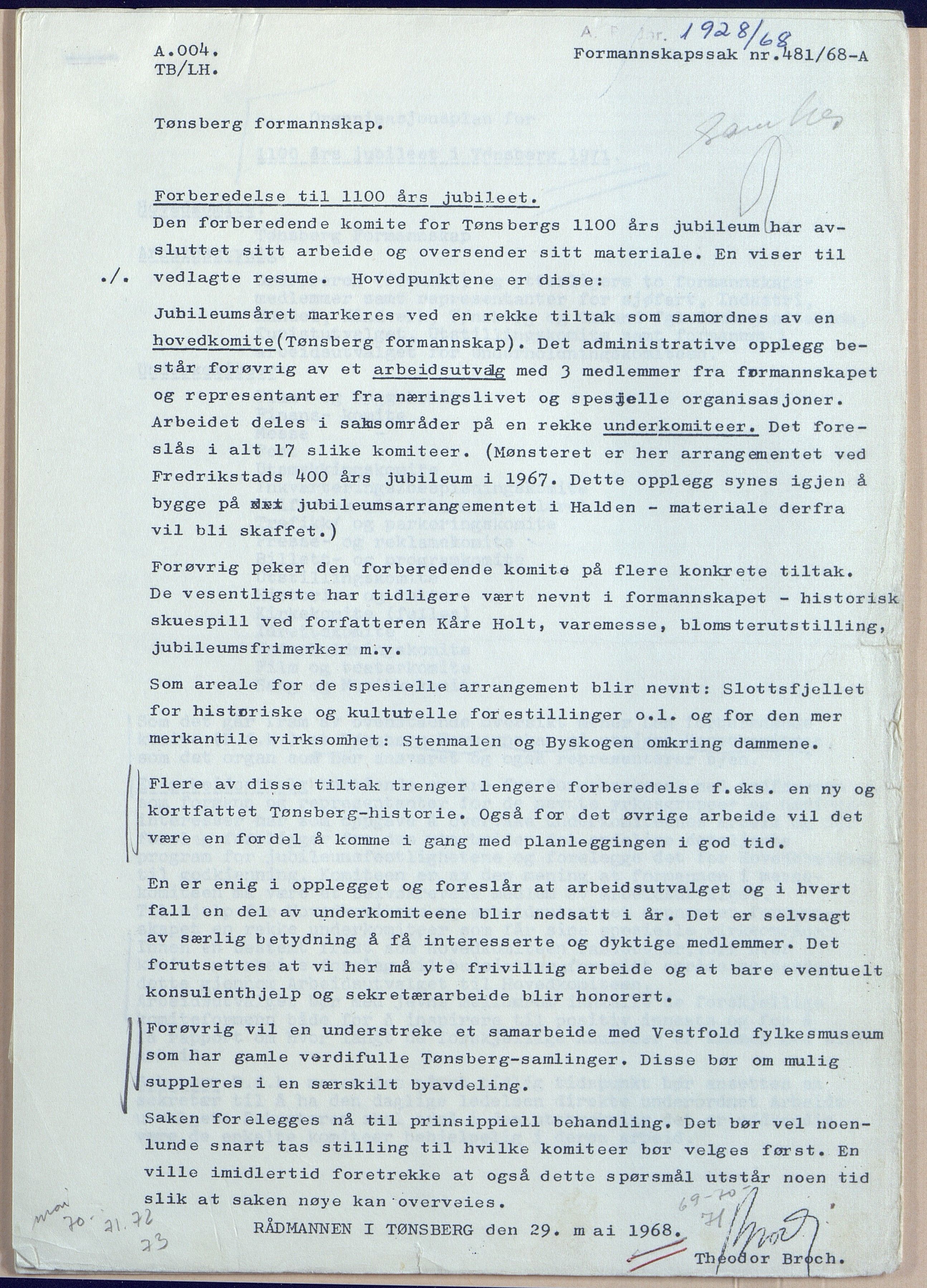 Byjubileet i Arendal 1973 , AAKS/KA0906-492a/E/E03/L0001: Andre Byjubileum, 1961-1970