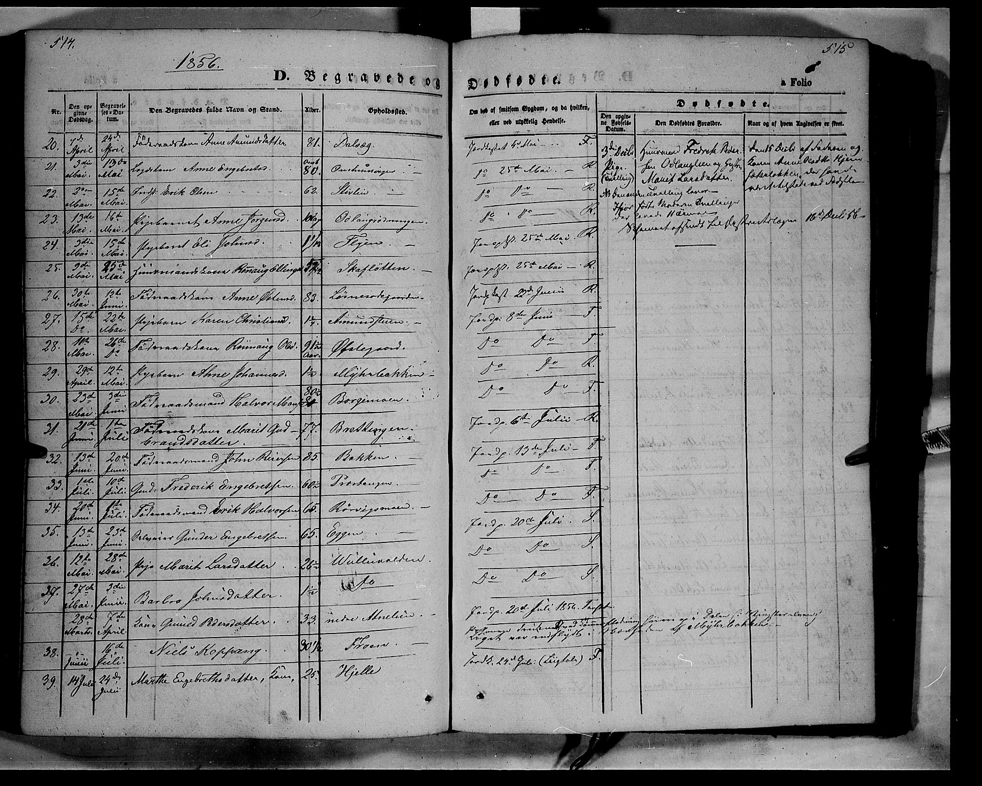 Ringebu prestekontor, AV/SAH-PREST-082/H/Ha/Haa/L0006: Parish register (official) no. 6, 1848-1859, p. 514-515