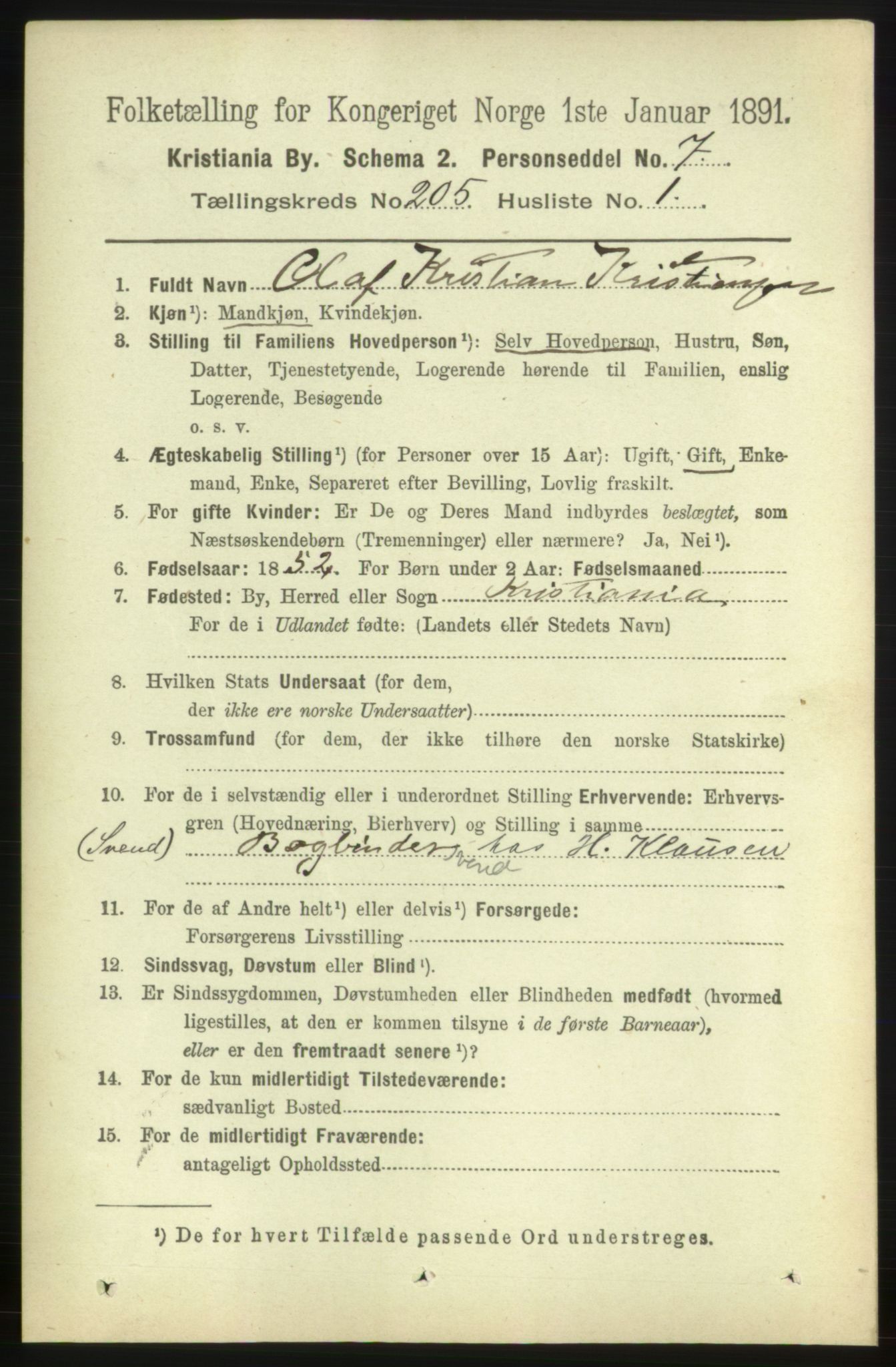 RA, 1891 census for 0301 Kristiania, 1891, p. 123336