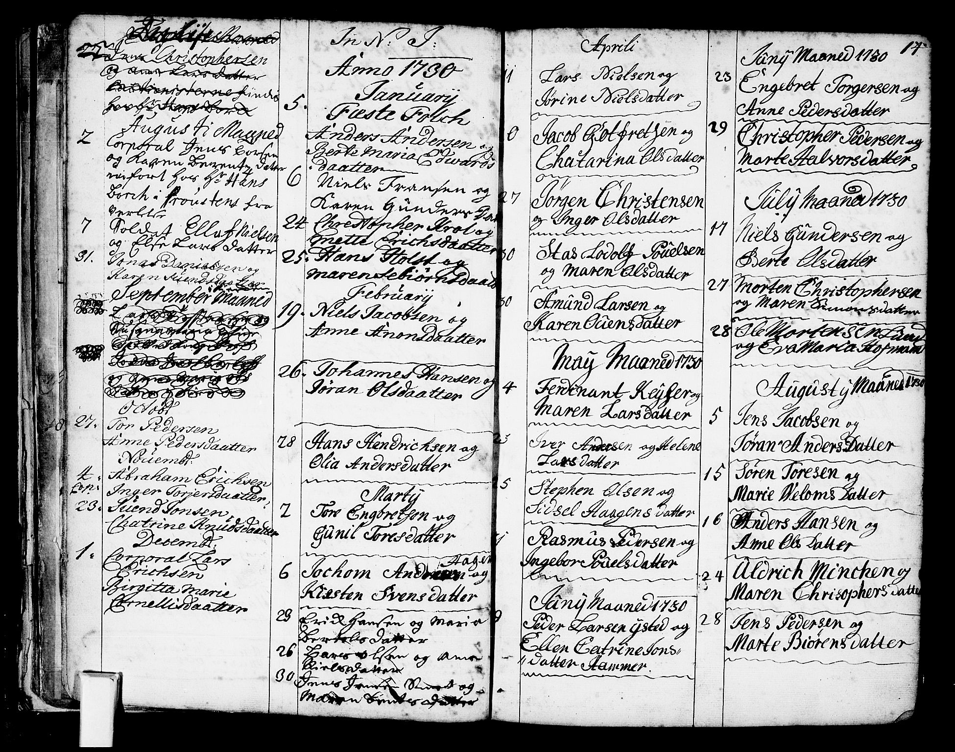 Oslo domkirke Kirkebøker, AV/SAO-A-10752/F/Fa/L0002: Parish register (official) no. 2, 1705-1730, p. 14