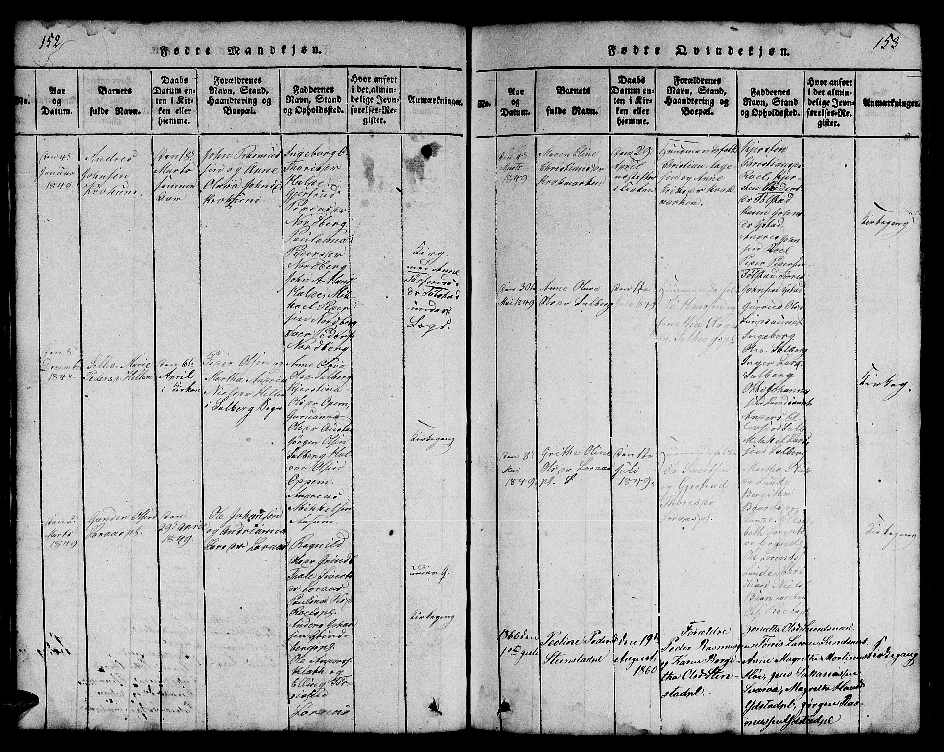 Ministerialprotokoller, klokkerbøker og fødselsregistre - Nord-Trøndelag, SAT/A-1458/731/L0310: Parish register (copy) no. 731C01, 1816-1874, p. 152-153