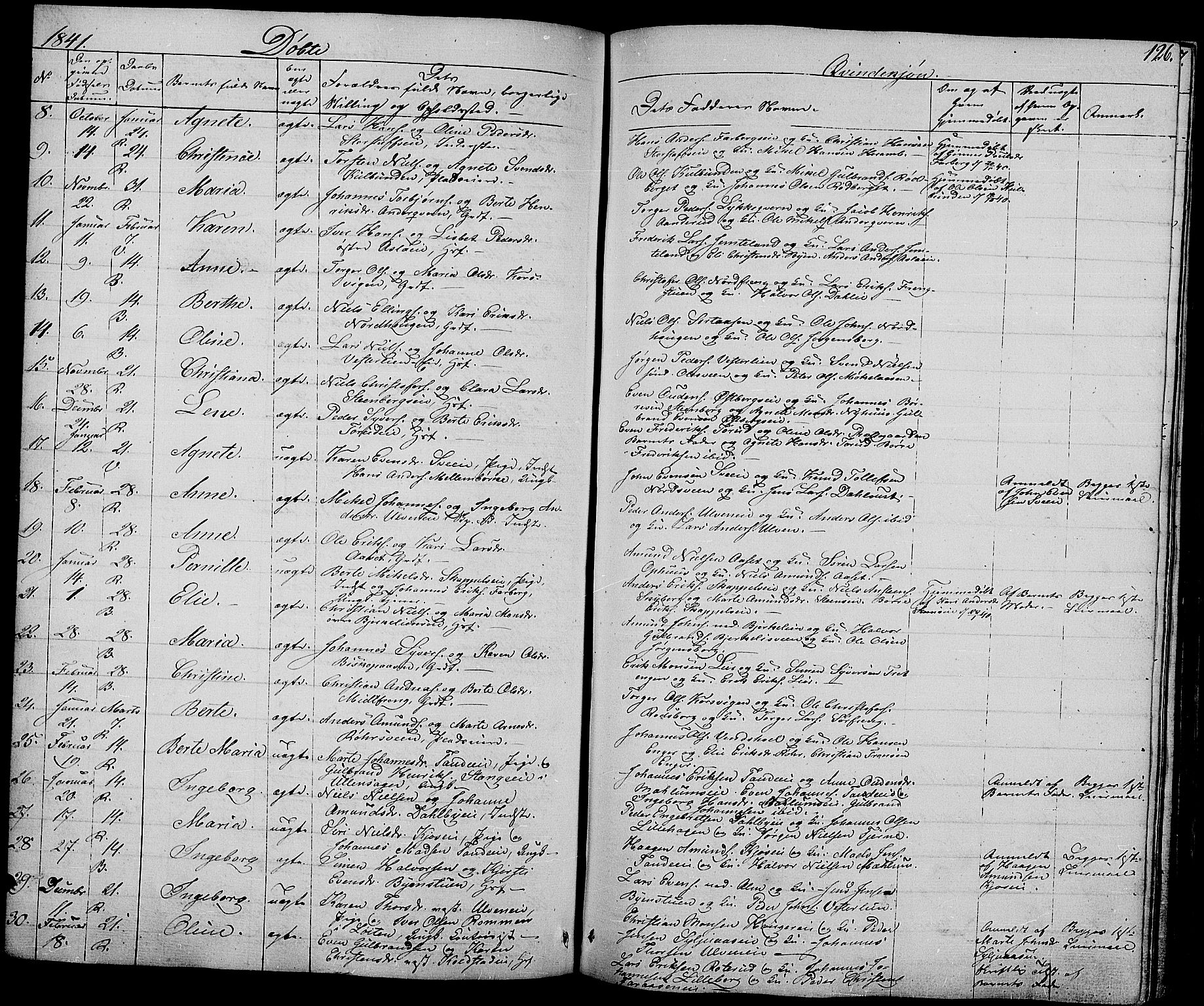 Ringsaker prestekontor, AV/SAH-PREST-014/L/La/L0005: Parish register (copy) no. 5, 1839-1850, p. 126