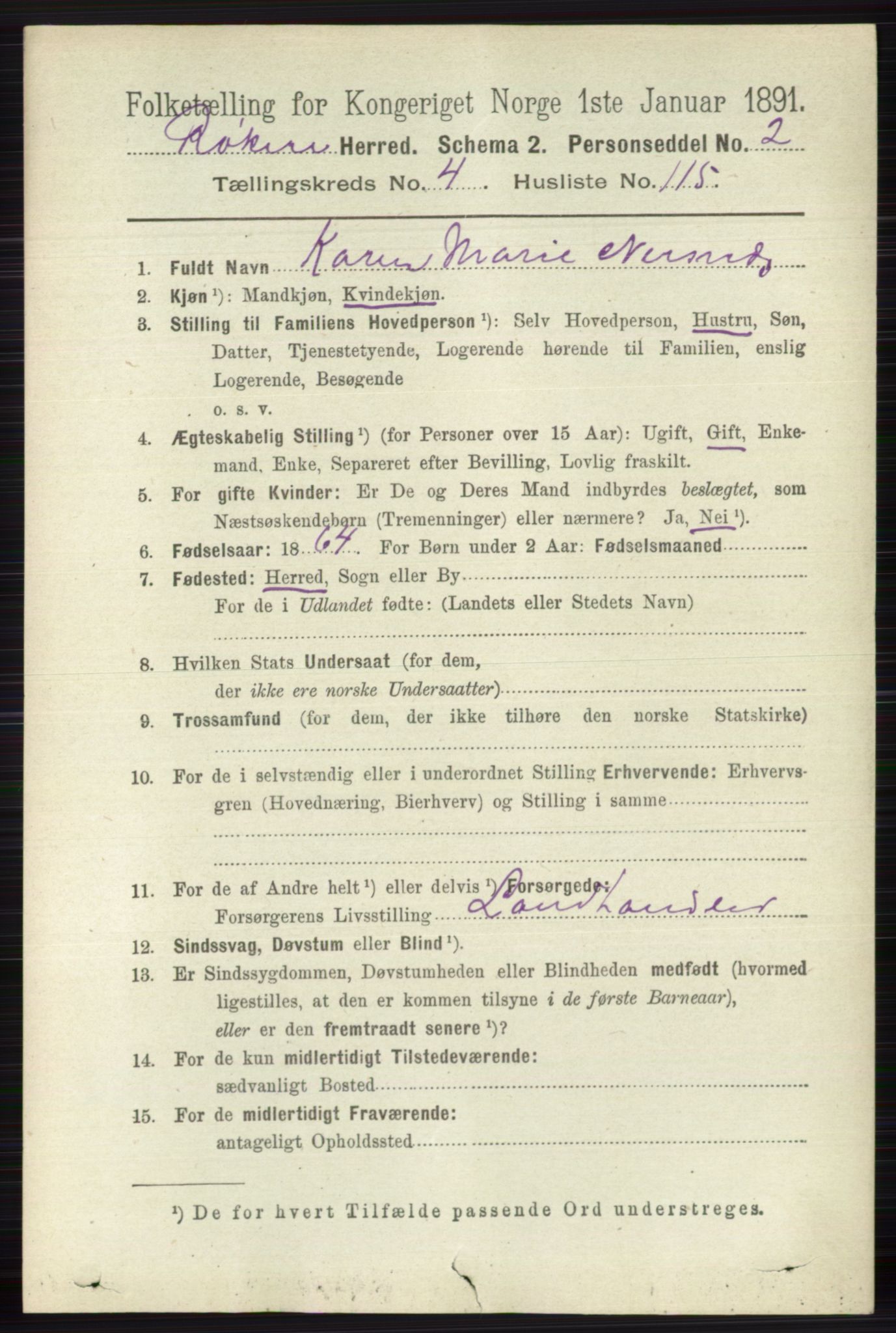 RA, 1891 census for 0627 Røyken, 1891, p. 2746