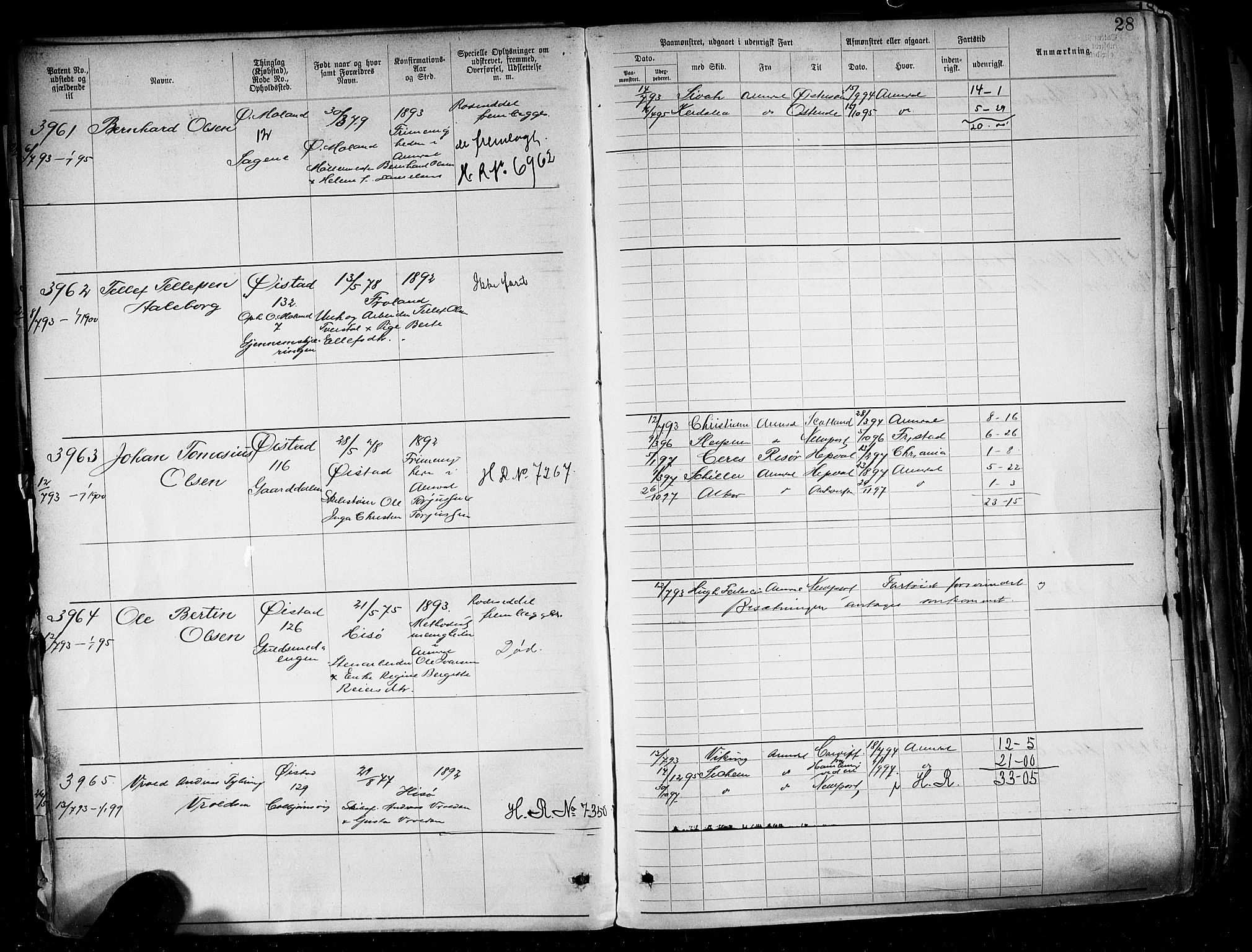 Arendal mønstringskrets, AV/SAK-2031-0012/F/Fa/L0004: Annotasjonsrulle nr 3828-4715 og nr 1-1296, S-4, 1892-1918, p. 31