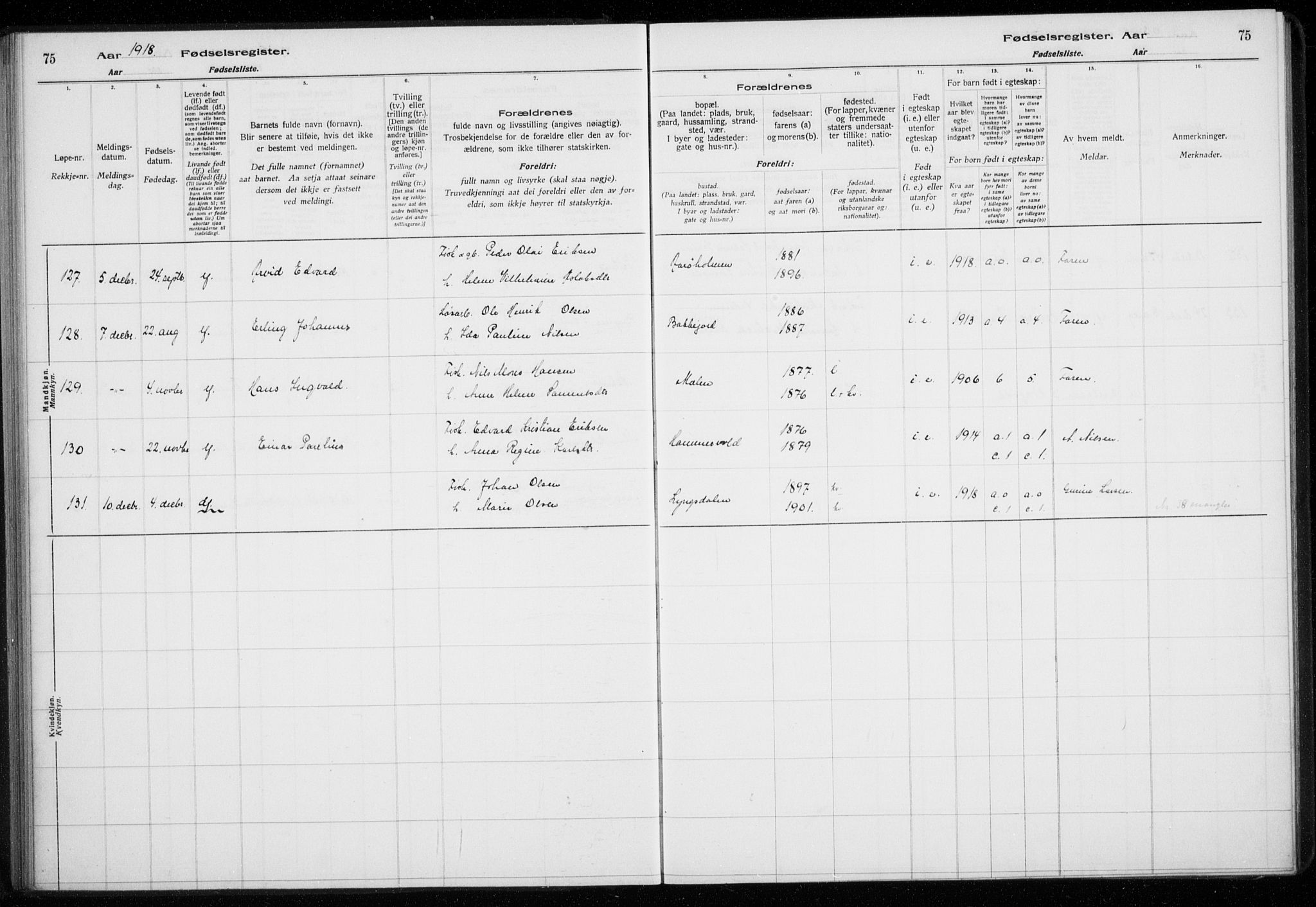 Lyngen sokneprestembete, SATØ/S-1289/I/Ia/L0075: Birth register no. 75, 1916-1924, p. 75