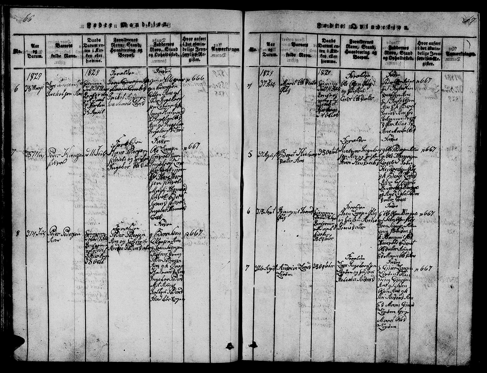 Ministerialprotokoller, klokkerbøker og fødselsregistre - Sør-Trøndelag, SAT/A-1456/698/L1164: Parish register (copy) no. 698C01, 1816-1861, p. 66-67