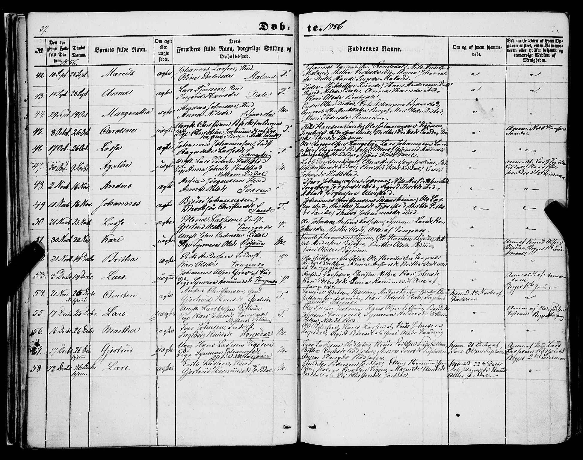 Balestrand sokneprestembete, AV/SAB-A-79601/H/Haa/Haaa/L0002: Parish register (official) no. A 2, 1847-1866, p. 37