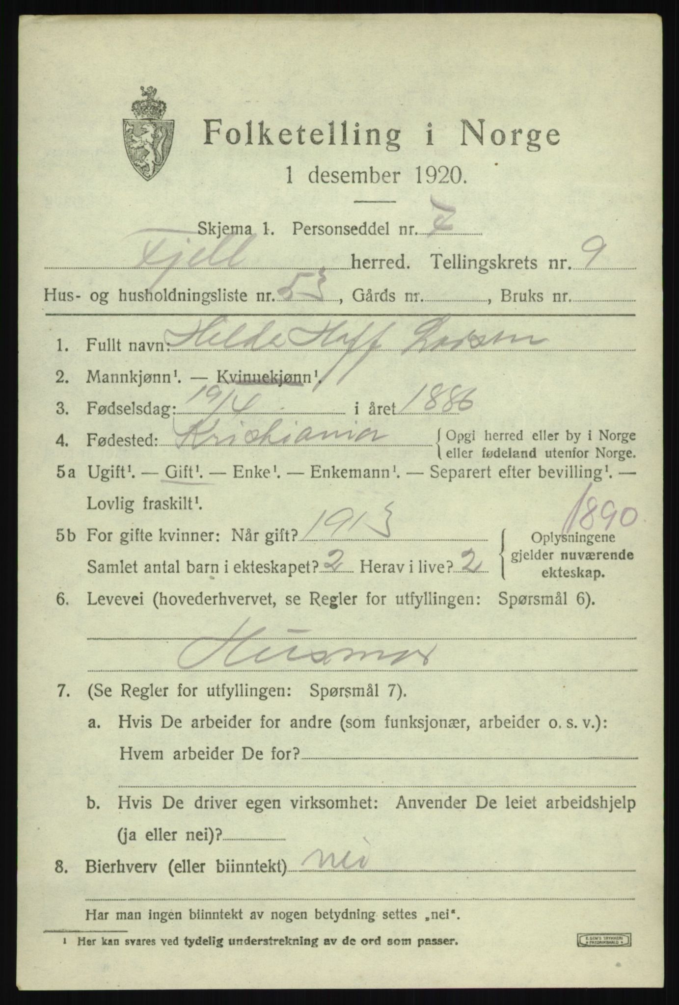 SAB, 1920 census for Fjell, 1920, p. 8754