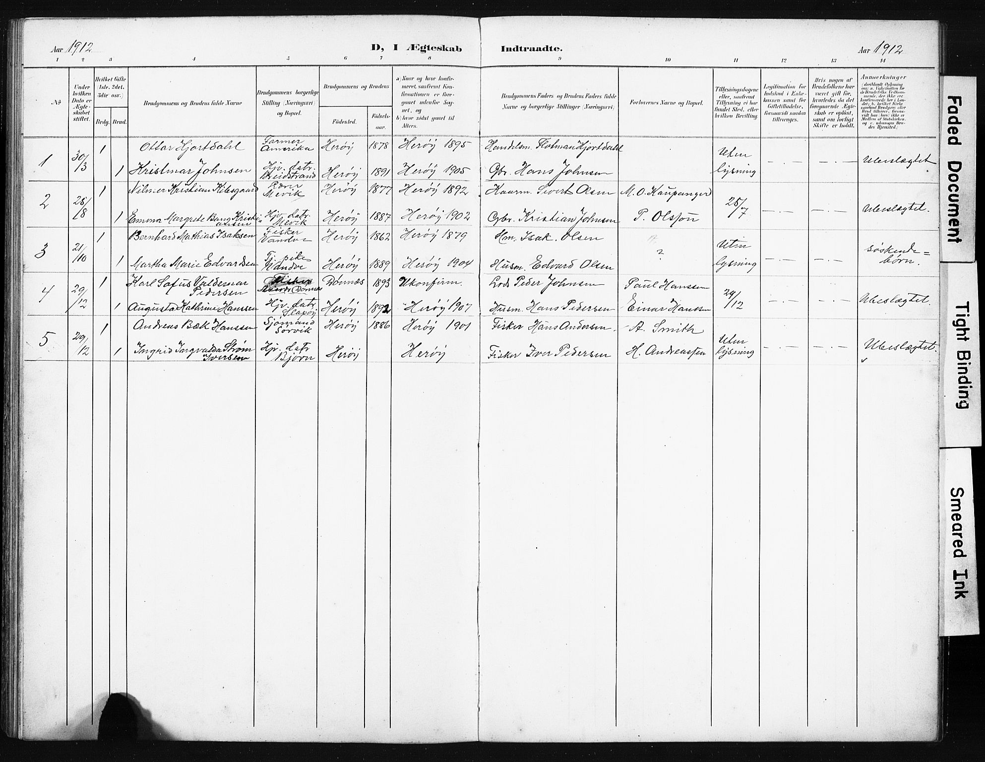 Ministerialprotokoller, klokkerbøker og fødselsregistre - Nordland, AV/SAT-A-1459/836/L0538: Parish register (copy) no. 836C02, 1901-1917