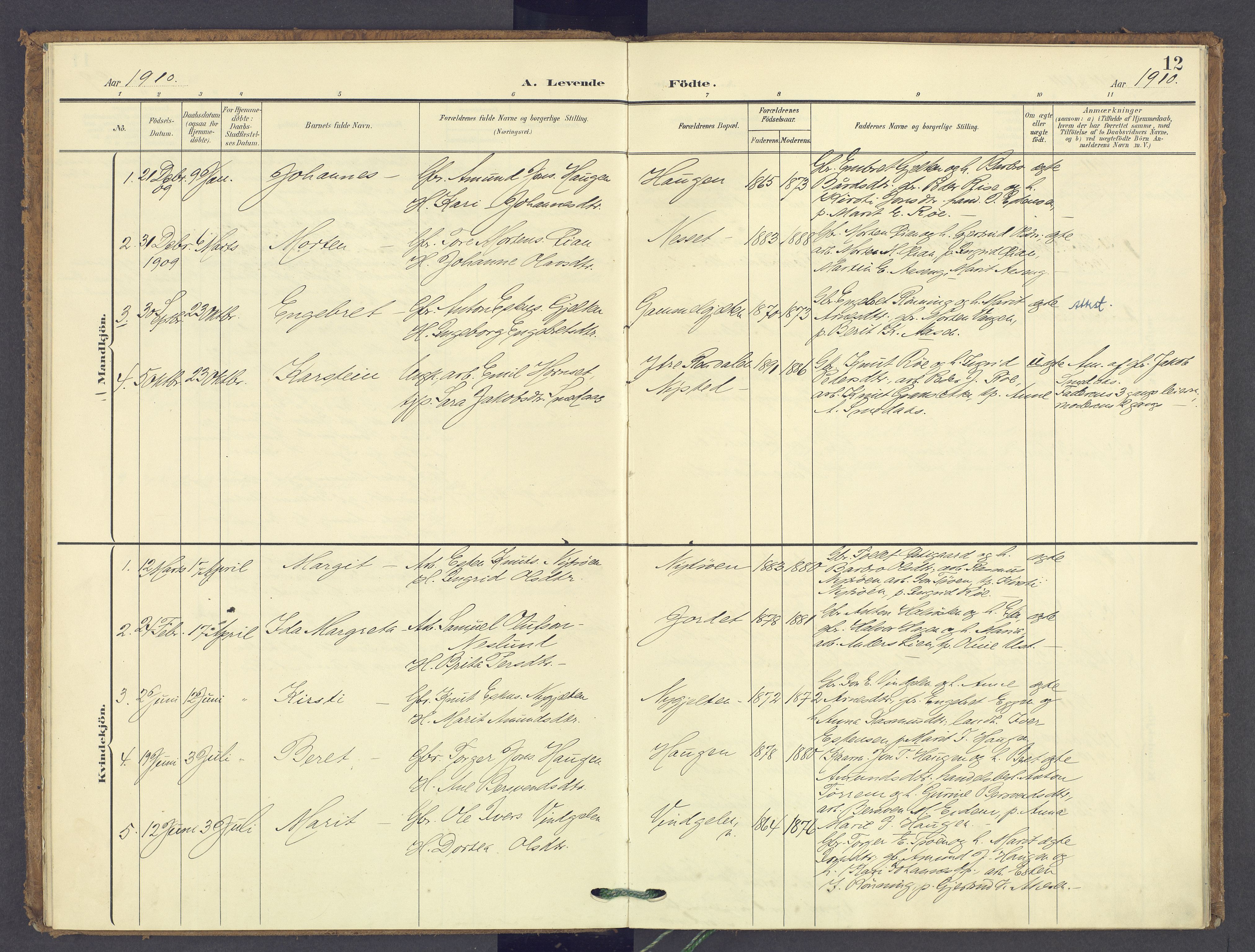 Tolga prestekontor, SAH/PREST-062/K/L0015: Parish register (official) no. 15, 1903-1946, p. 12