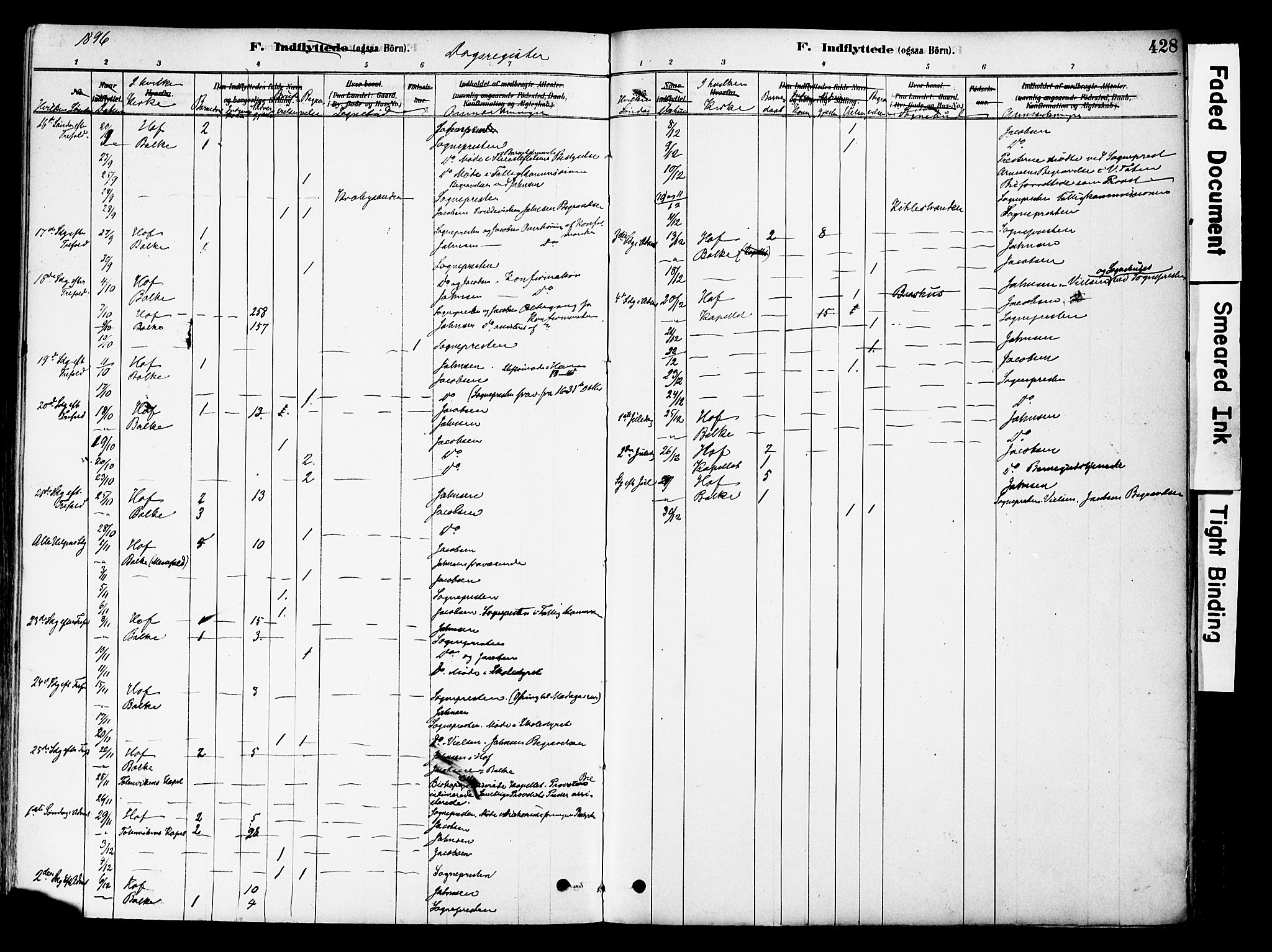 Østre Toten prestekontor, SAH/PREST-104/H/Ha/Haa/L0006: Parish register (official) no. 6 /1, 1878-1896, p. 428