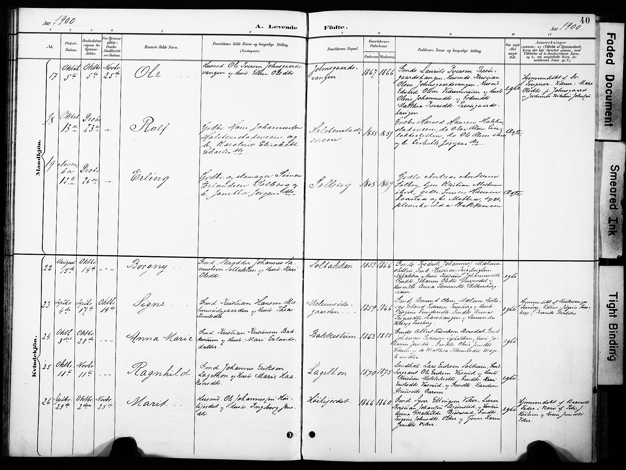 Øyer prestekontor, AV/SAH-PREST-084/H/Ha/Haa/L0011: Parish register (official) no. 11, 1894-1905, p. 40