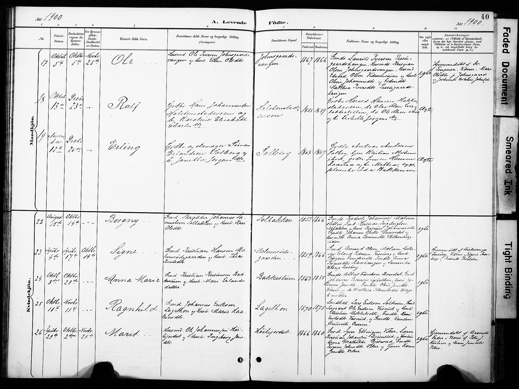 Øyer prestekontor, AV/SAH-PREST-084/H/Ha/Haa/L0011: Parish register (official) no. 11, 1894-1905, p. 40