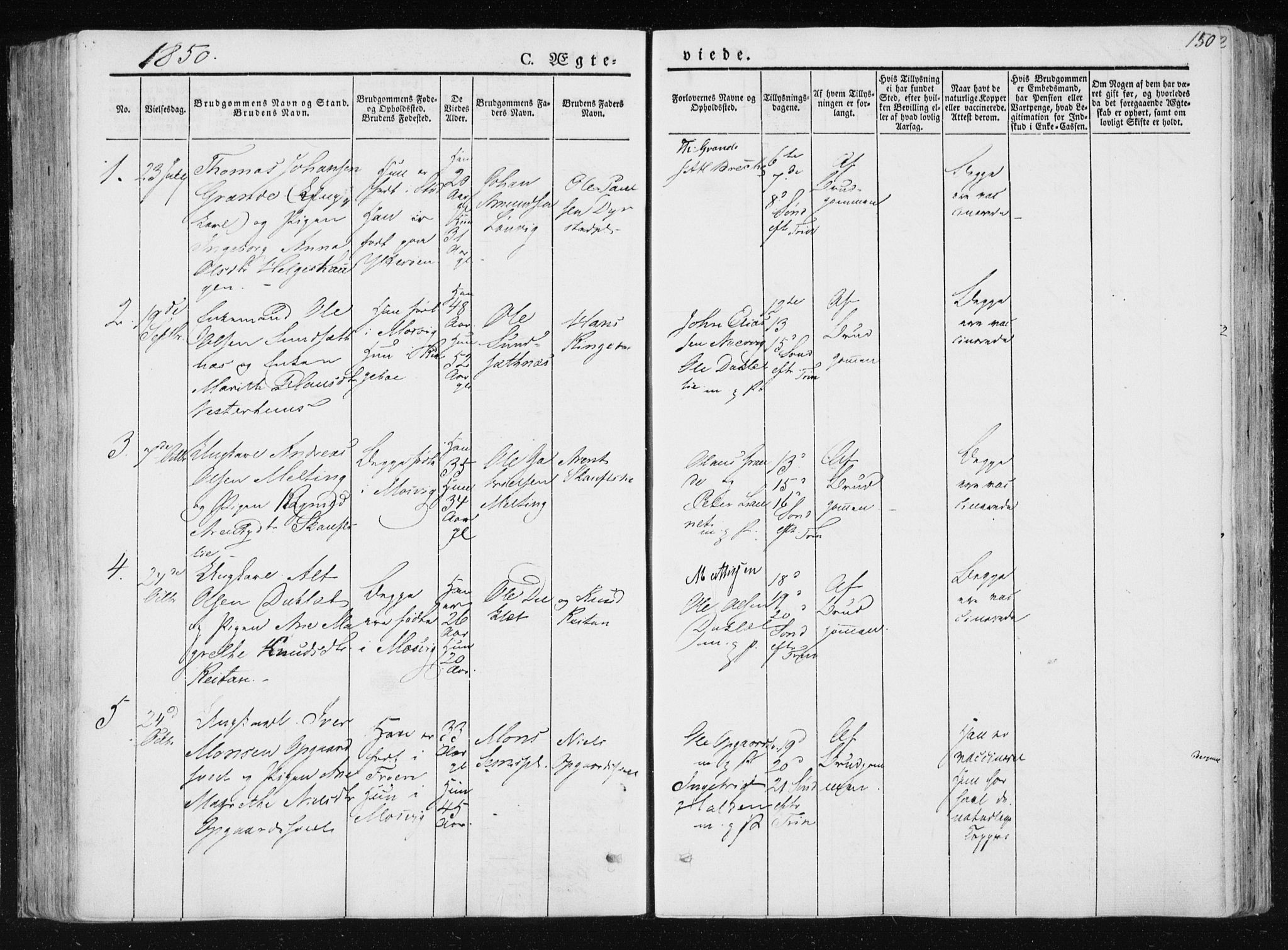 Ministerialprotokoller, klokkerbøker og fødselsregistre - Nord-Trøndelag, SAT/A-1458/733/L0323: Parish register (official) no. 733A02, 1843-1870, p. 150
