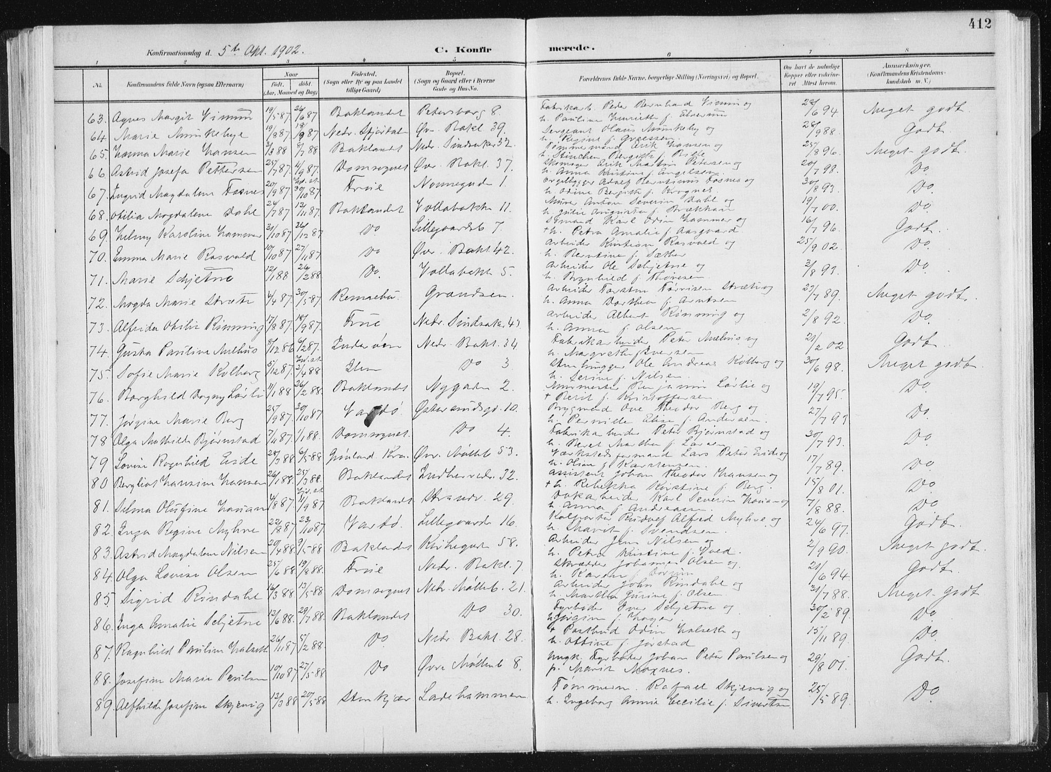 Ministerialprotokoller, klokkerbøker og fødselsregistre - Sør-Trøndelag, SAT/A-1456/604/L0200: Parish register (official) no. 604A20II, 1901-1908, p. 412