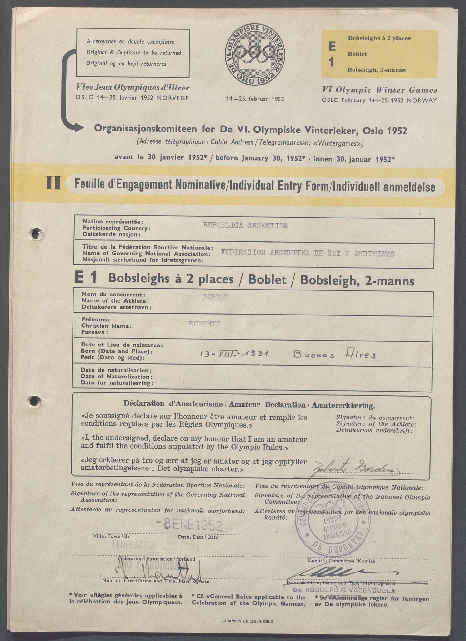 Organisasjonskomiteen for de VI. olympiske vinterleker, OBA/A-20130/H/Ha, 1951-1952, p. 1372