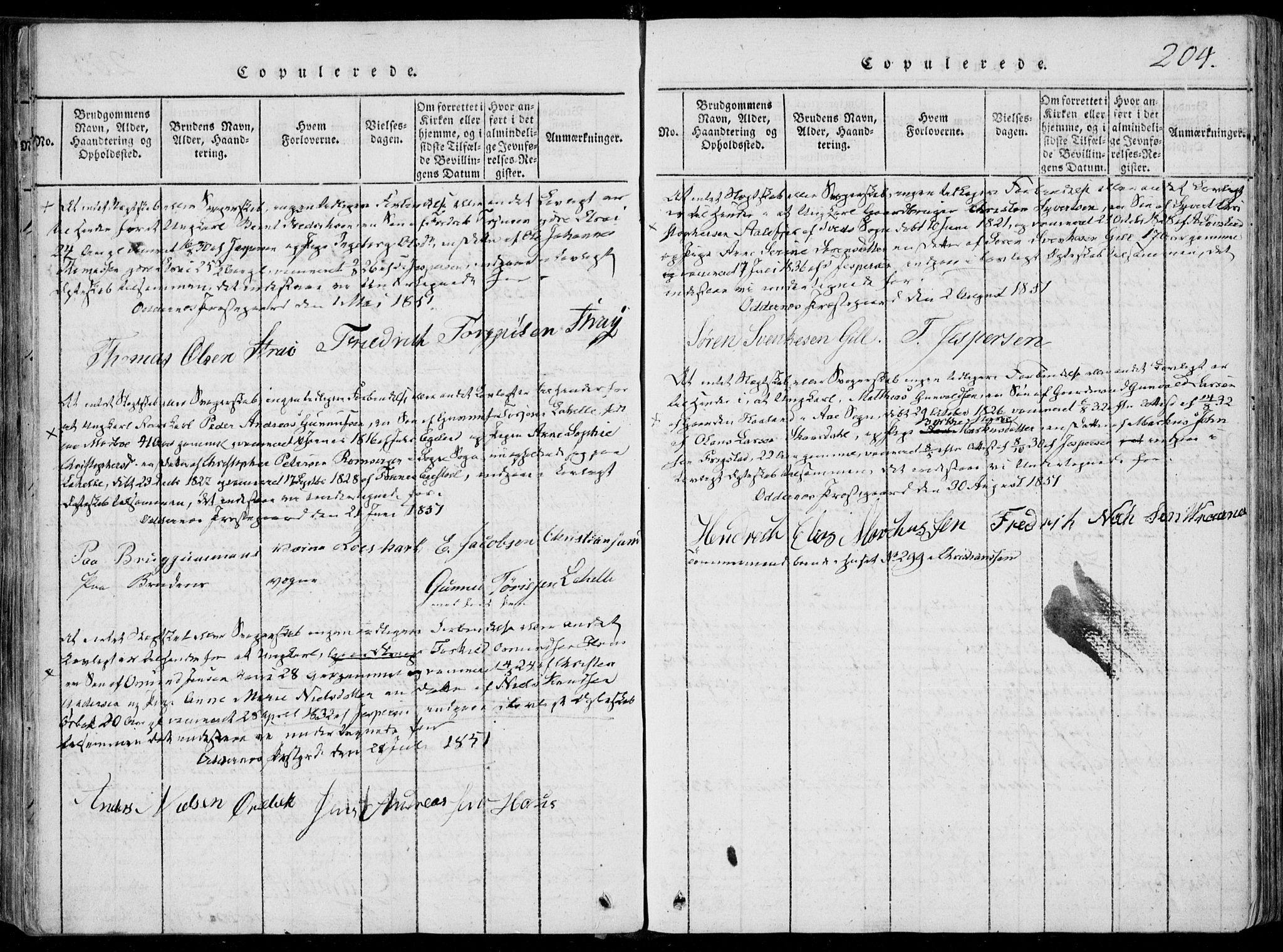 Oddernes sokneprestkontor, SAK/1111-0033/F/Fa/Faa/L0005: Parish register (official) no. A 5, 1820-1838, p. 204