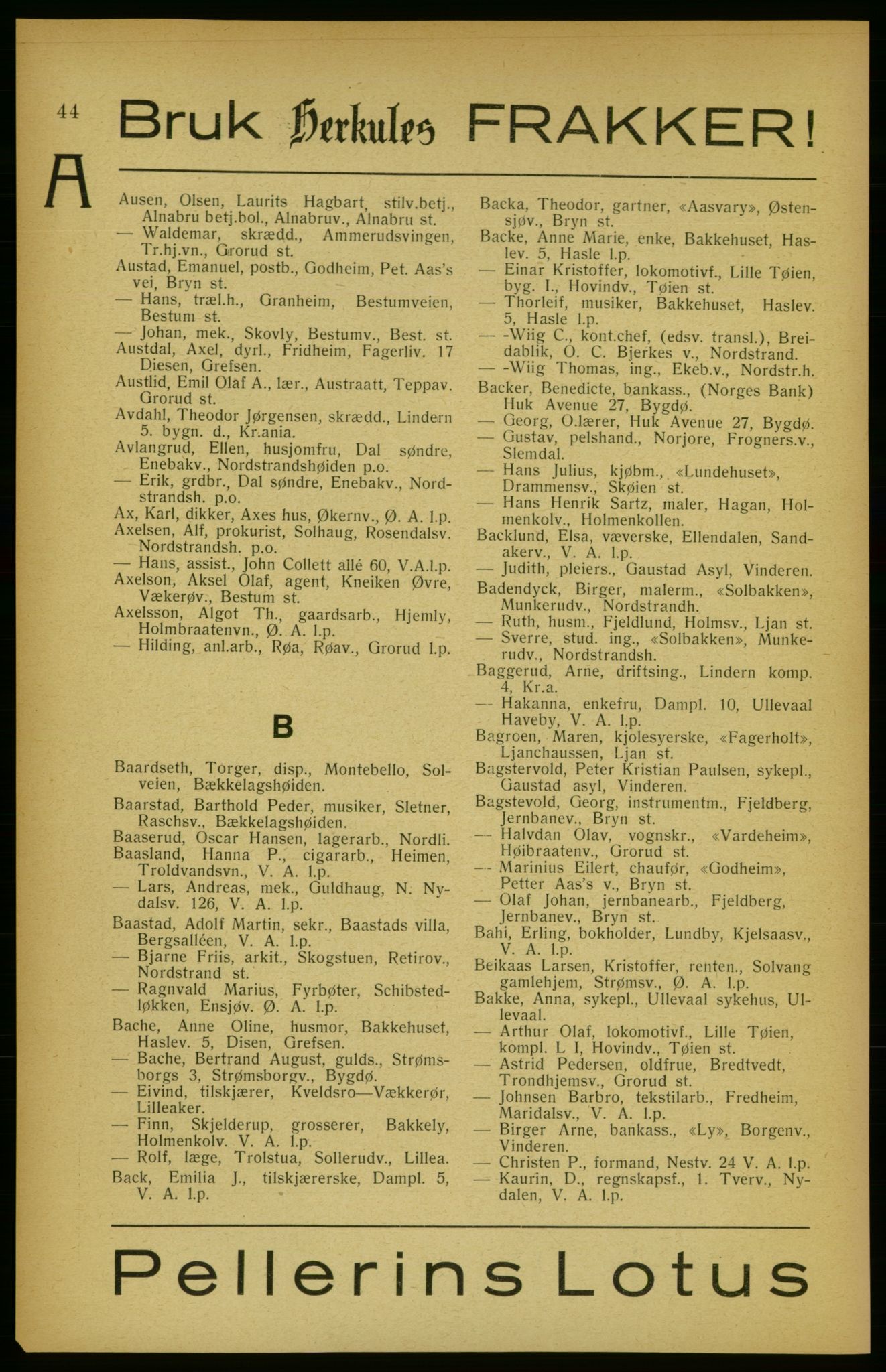 Aker adressebok/adressekalender, PUBL/001/A/002: Akers adressekalender, 1922, p. 44