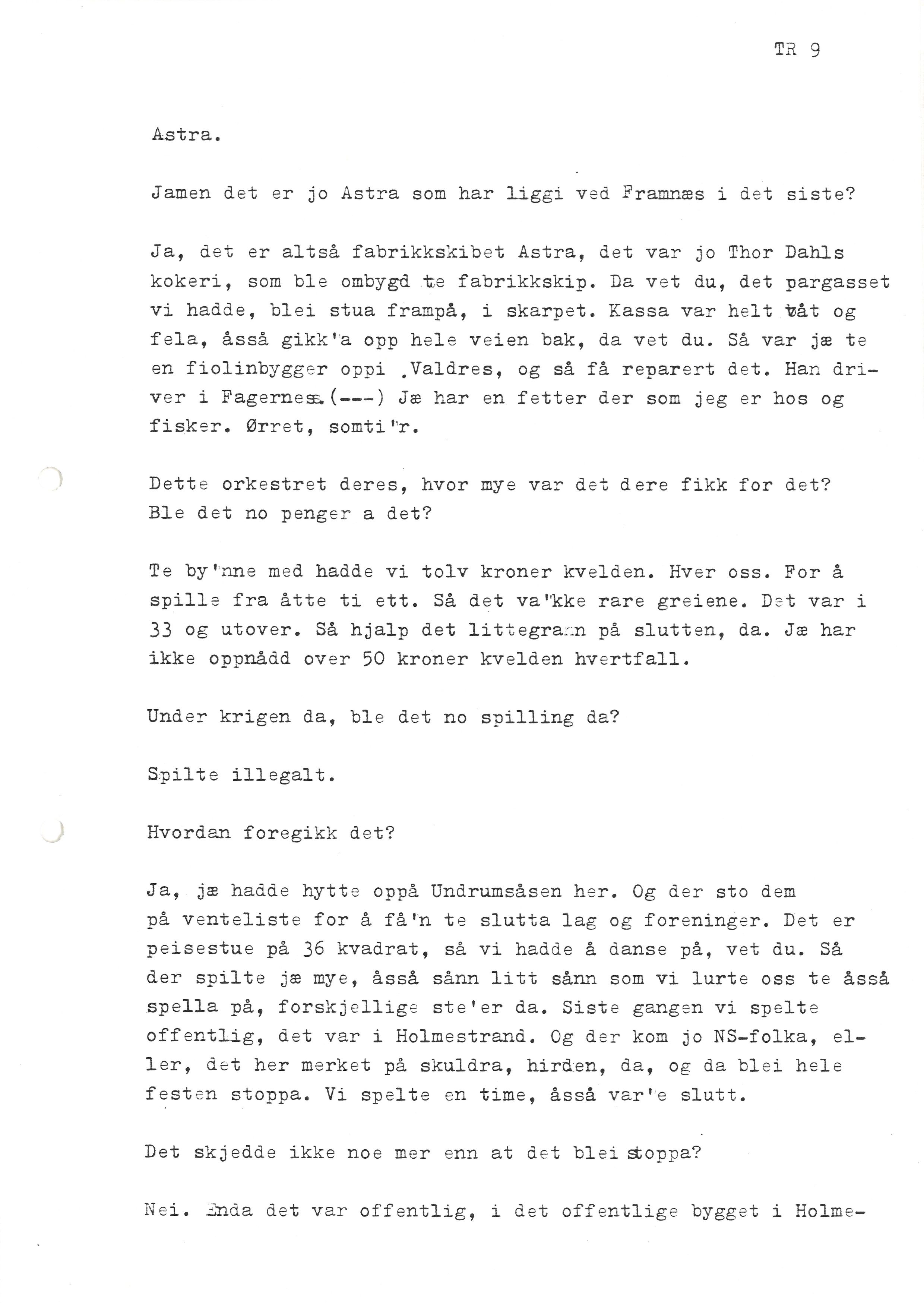 Sa 16 - Folkemusikk fra Vestfold, Gjerdesamlingen, VEMU/A-1868/I/L0001: Informantregister med intervjunedtegnelser, 1979-1986